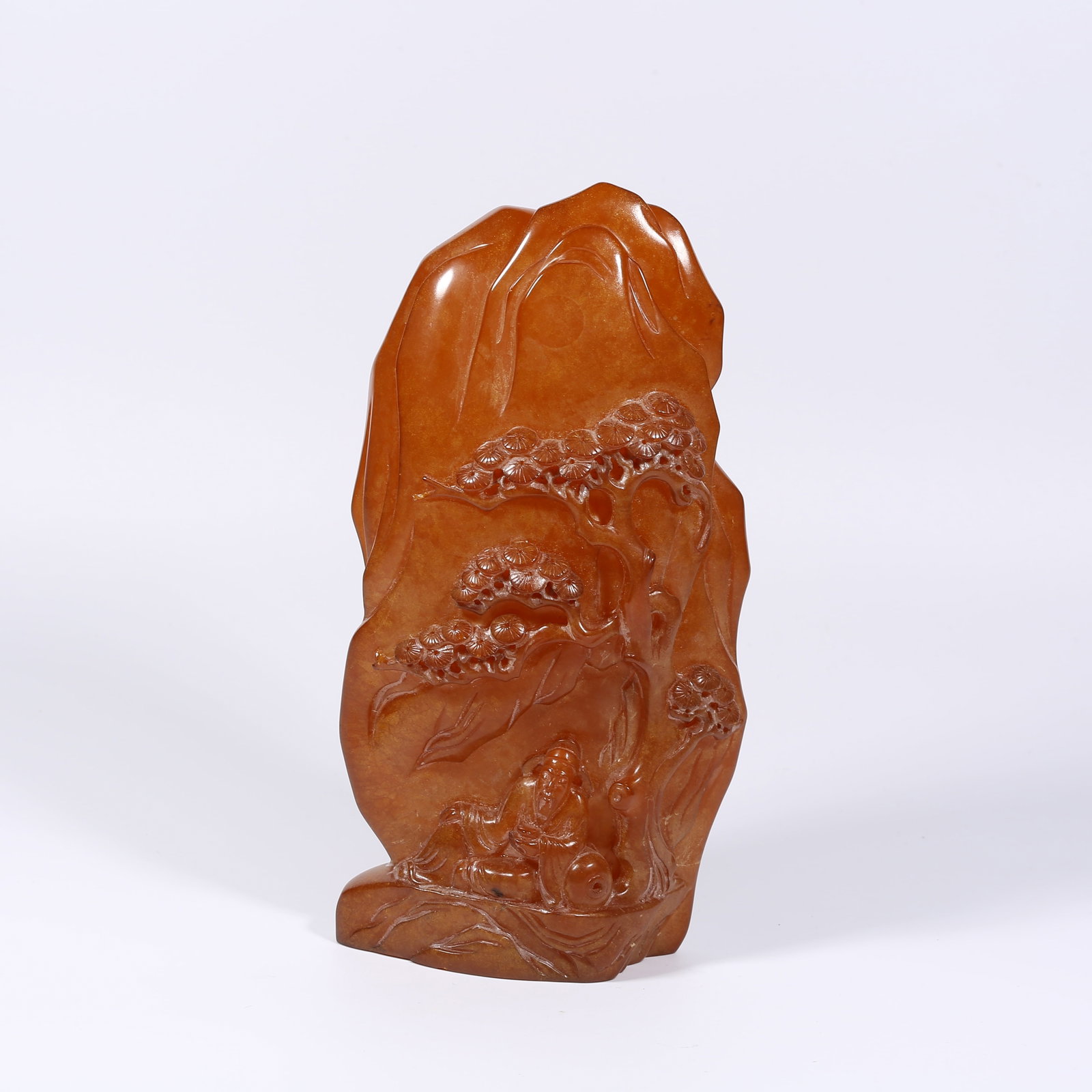 A AMBER CARVING OF TAI BAI DRUNKEN SCENE (1 of 9)