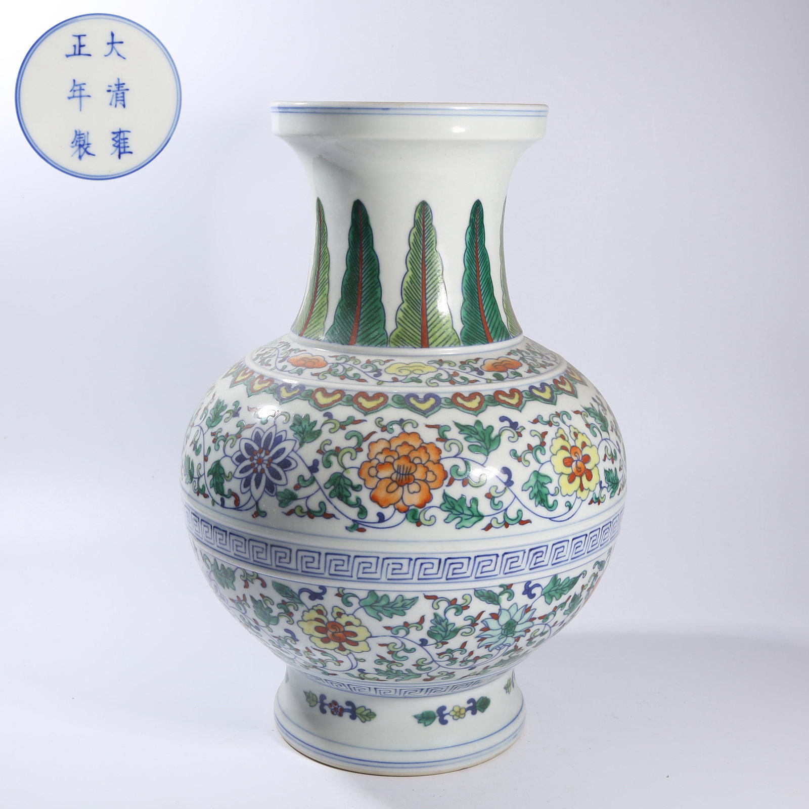 A DOUCAI LOTUS-AND-FLOWER PATTERNED ZUN: Doucai lotus-and-flower patterned zun