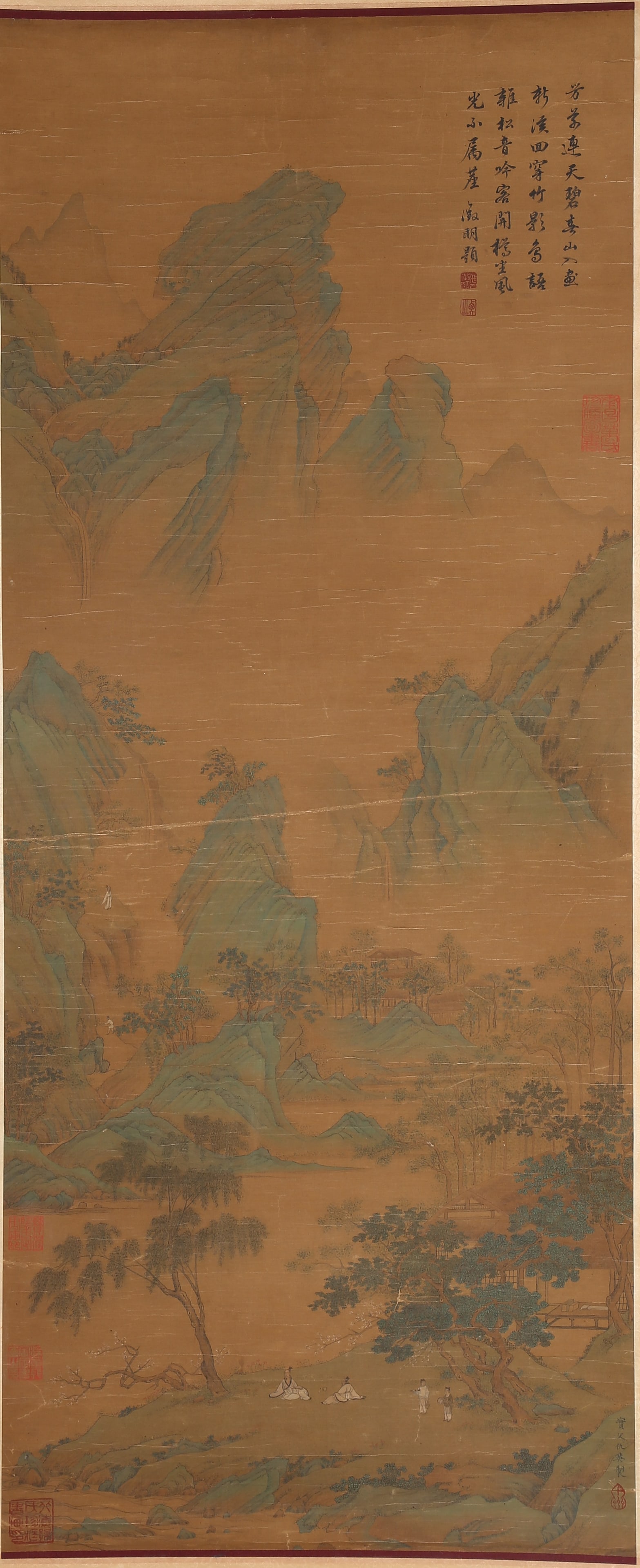A LANDSCAPE PAINTING ON SILK BY QIU YING.仇英: Landscape painting on silk by Qiu Ying.仇英