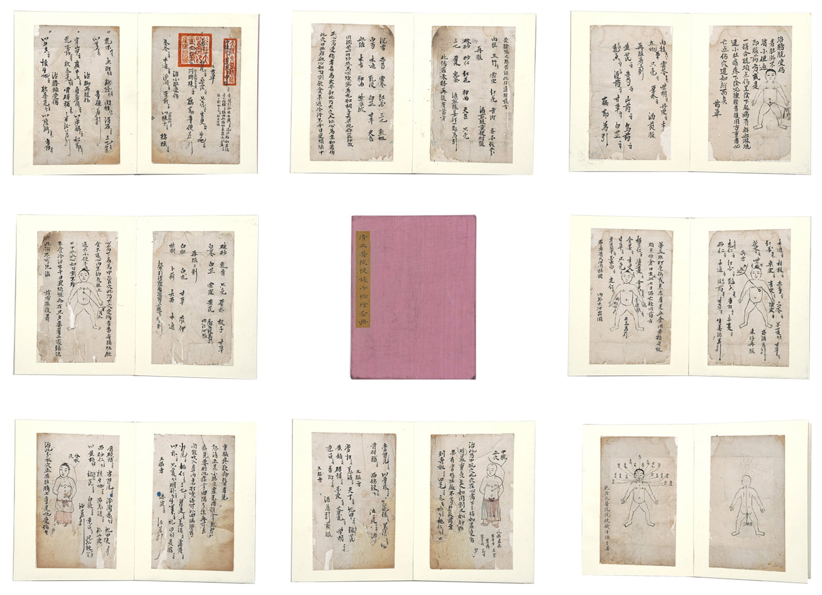 A MEDICAL BOOK ALBUM LEAVES ON PAPER BY QIAN DOUBAO.錢鬥保: Medical Book Album Leaves on Paper by Qian Doubao.錢鬥保