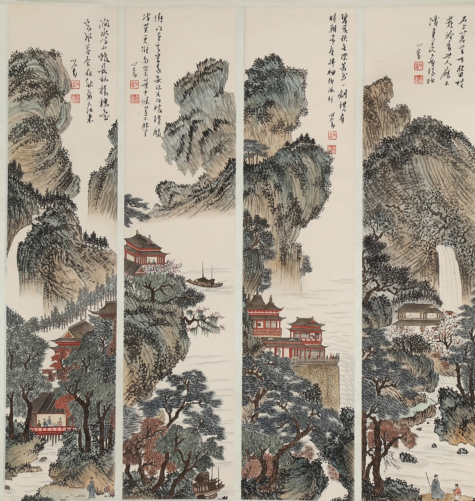 A LANDSCAPE-AND-PAVILION PAINTING ON PAPER BY PU RU.溥儒 (1 of 7)