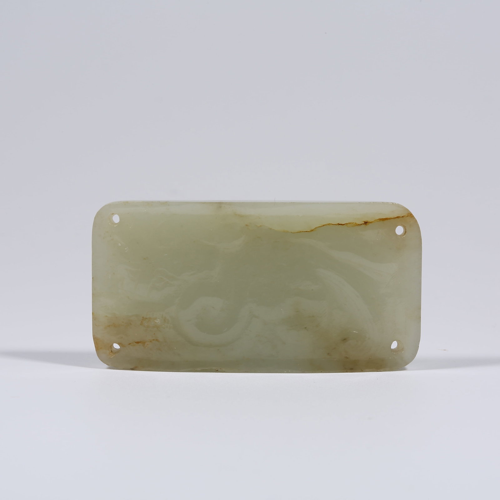 A ANCIENT JADE BELT ORNAMENT WITH CHI-DRAGON PATTERN (1 of 8)