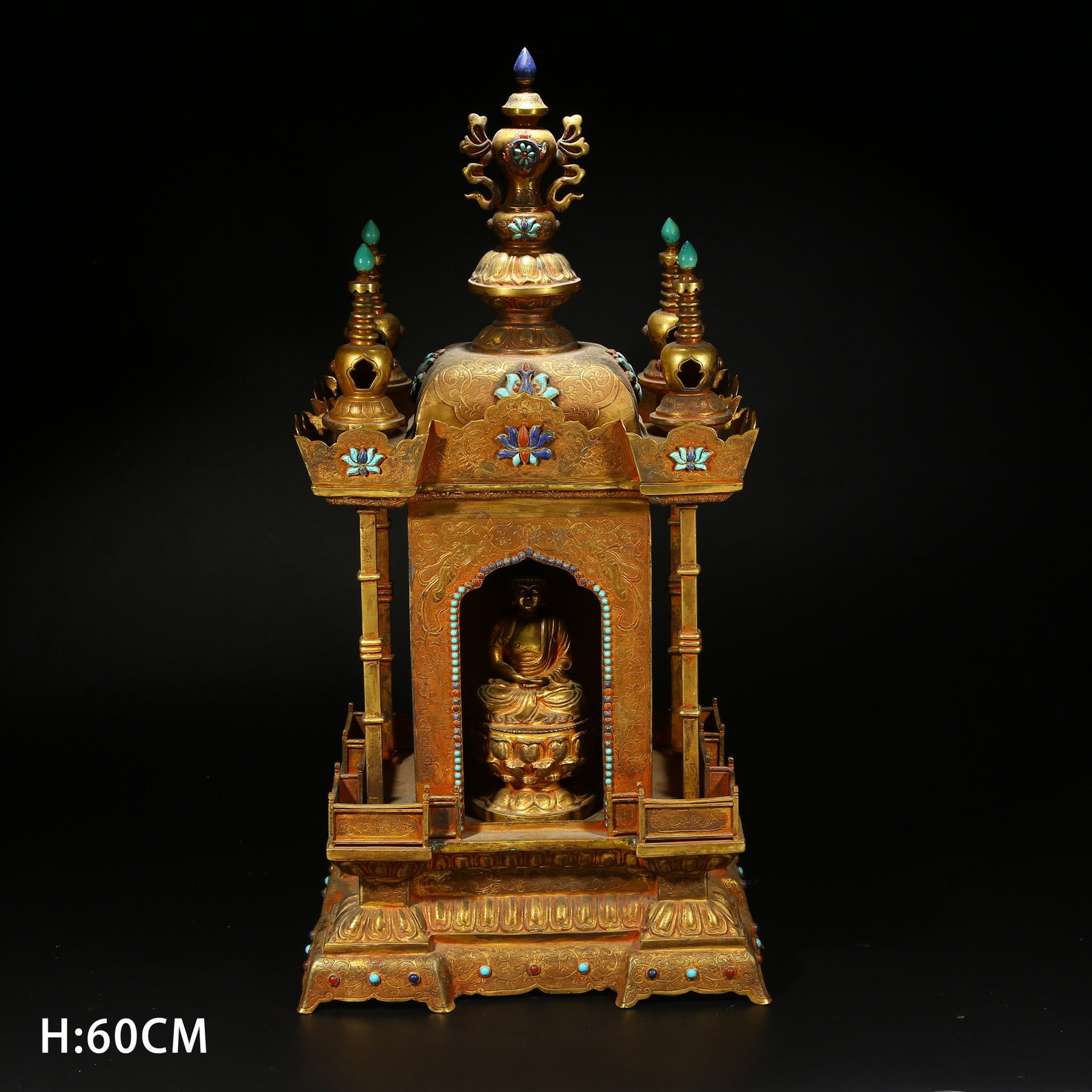 A GILT BRONZE BUDDHIST SHRINE (1 of 9)