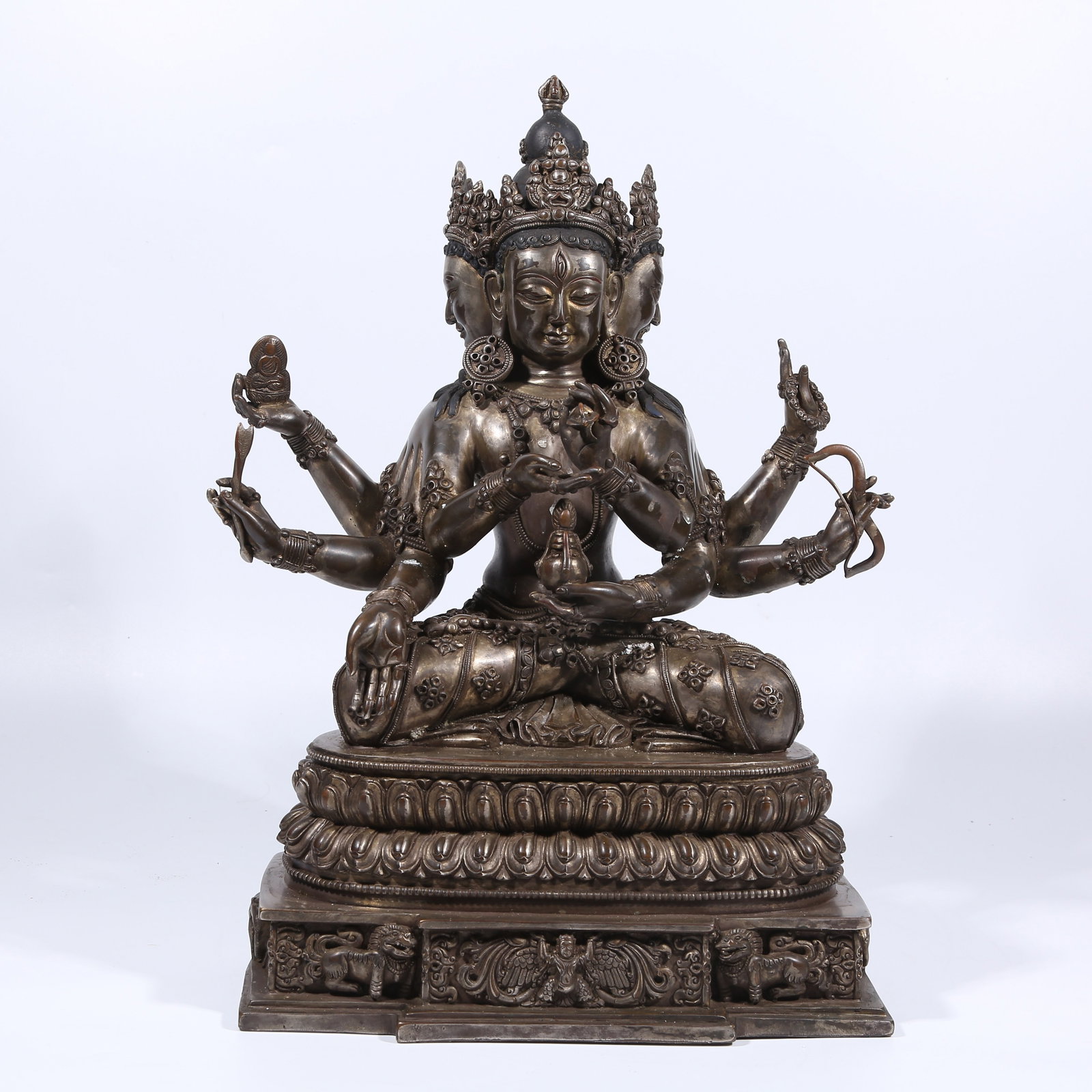 A GILT SILVER BRONZE YAMANTAKA'S CONSORT STATUE: Gilt Silver Bronze Yamantaka's Consort Statue