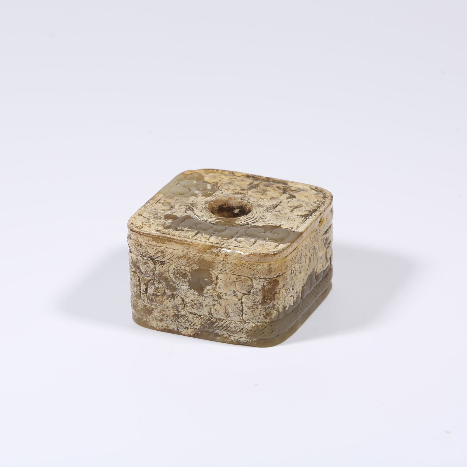 A ANCIENT JADE CONG-SHAPED COLLAR ORNAMENT (1 of 10)