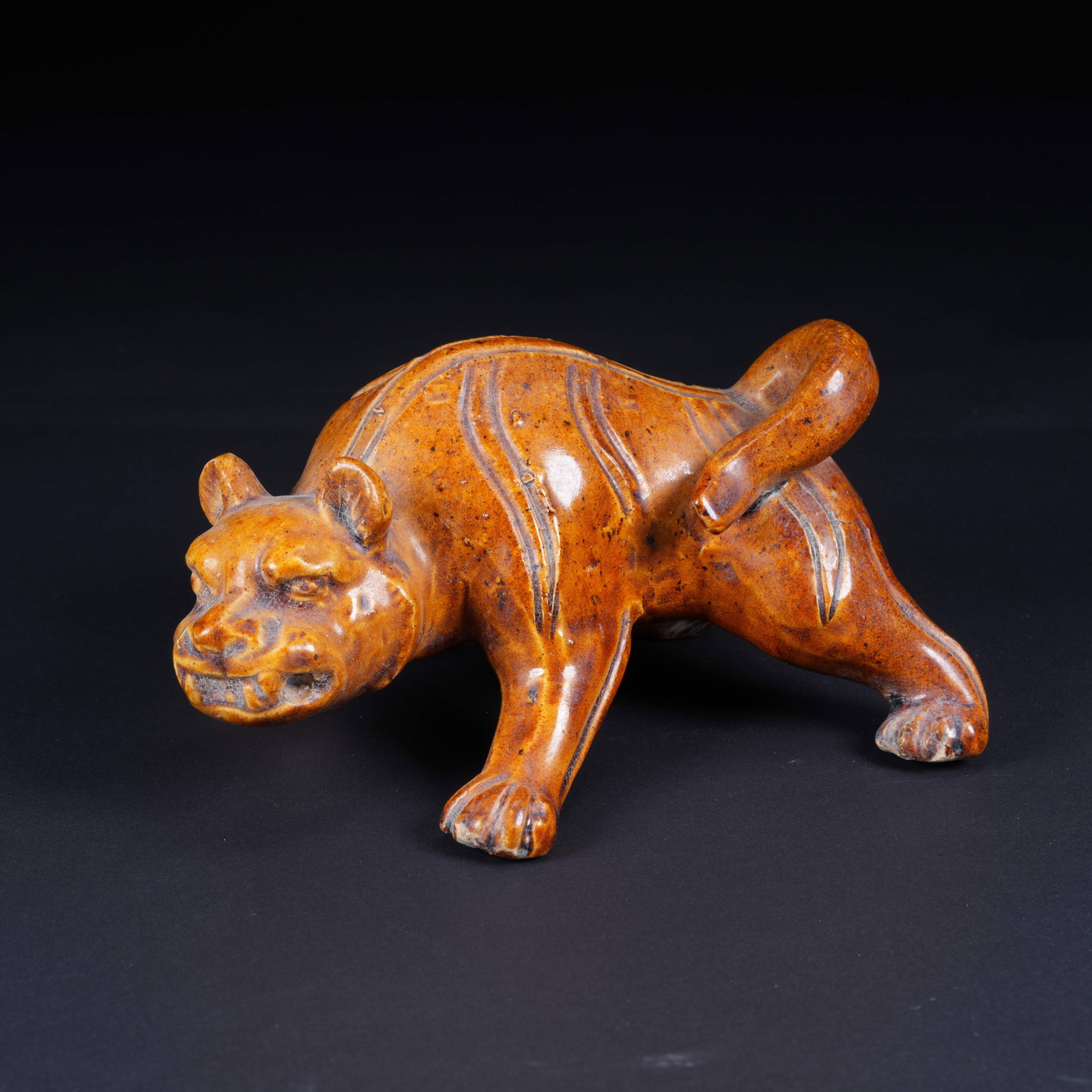 A TIGER FIGURINE FROM GONGXIAN KILN: Tiger Figurine from Gongxian Kiln