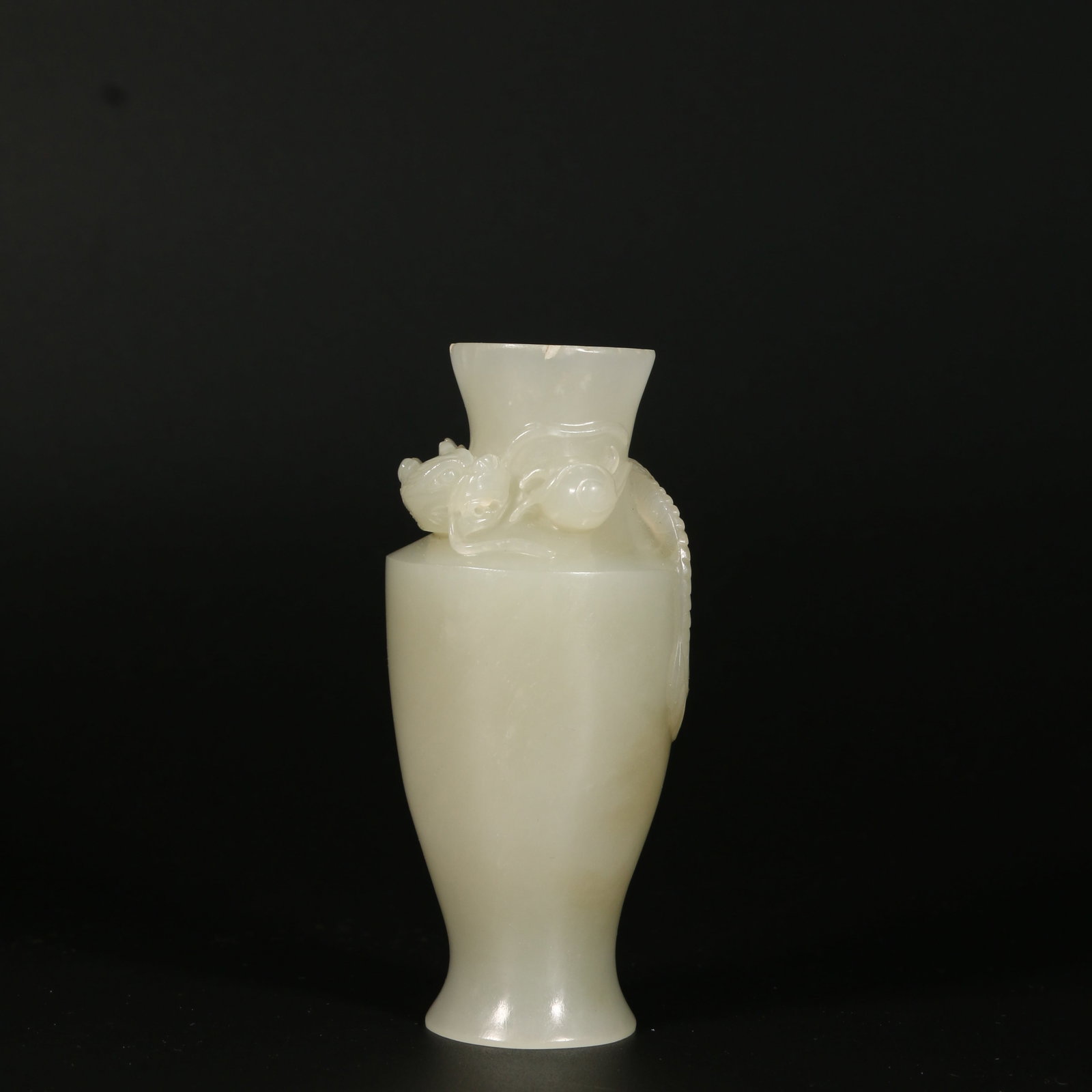 A HETIAN JADE FLOWER VASE WITH DRAGON DESIGN (1 of 10)