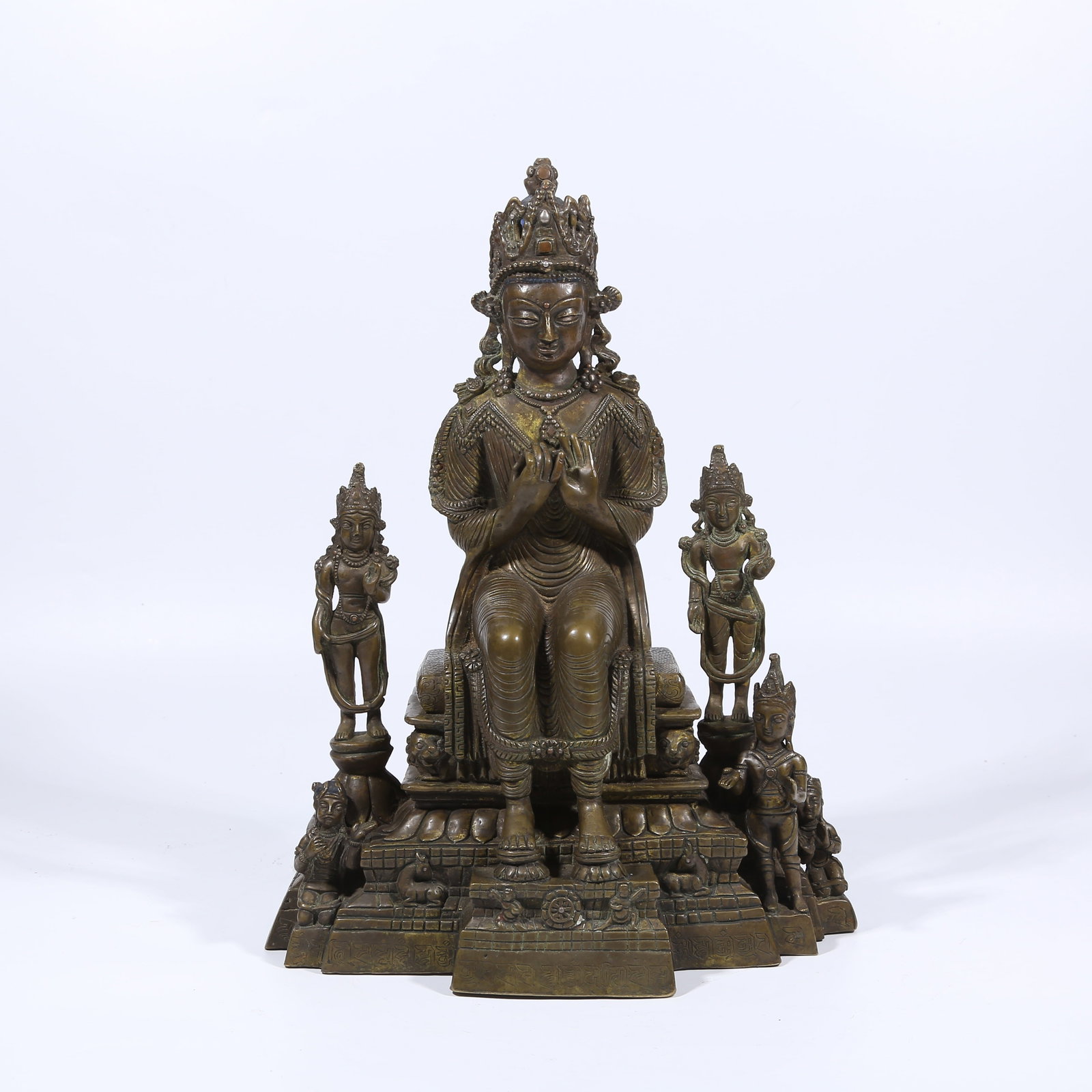 A ALLOY BRONZE SEATED MAITREYA BODHISATTVA STATUE: Alloy Bronze Seated Maitreya Bodhisattva Statue