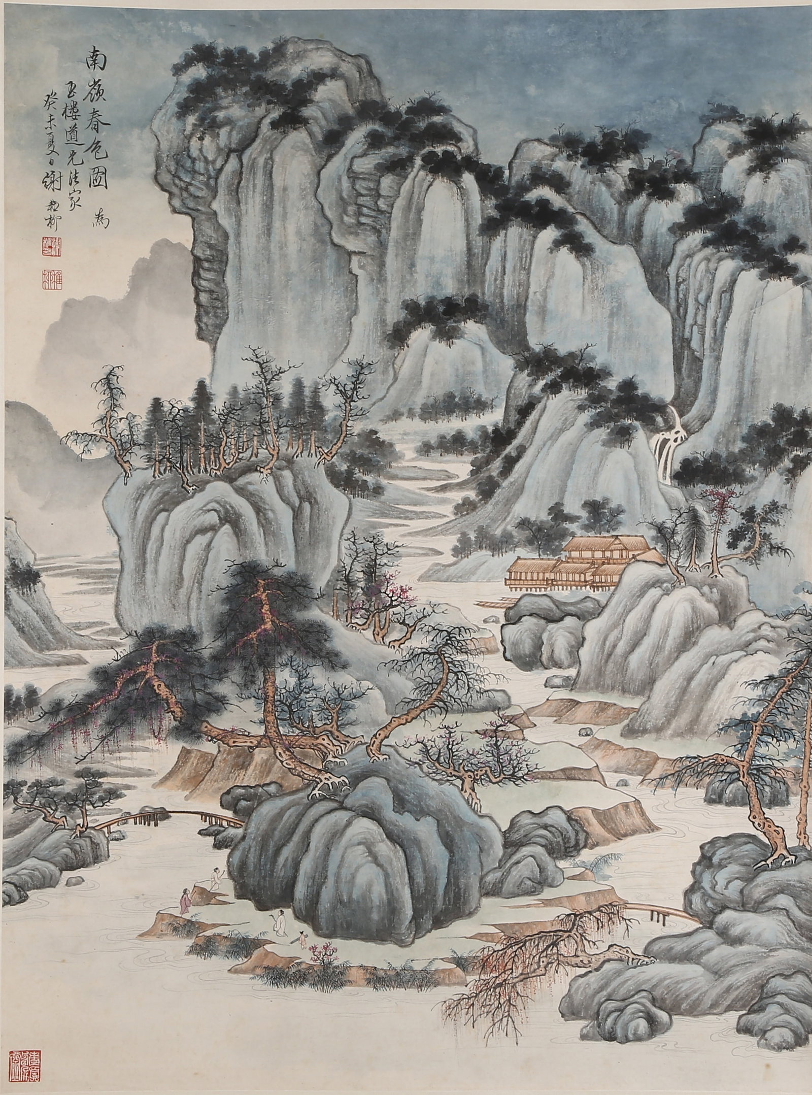 A LANDSCAPE PAINTING ON PAPER BY XIE ZHILIU.謝稚柳: Landscape painting on paper by Xie Zhiliu.謝稚柳