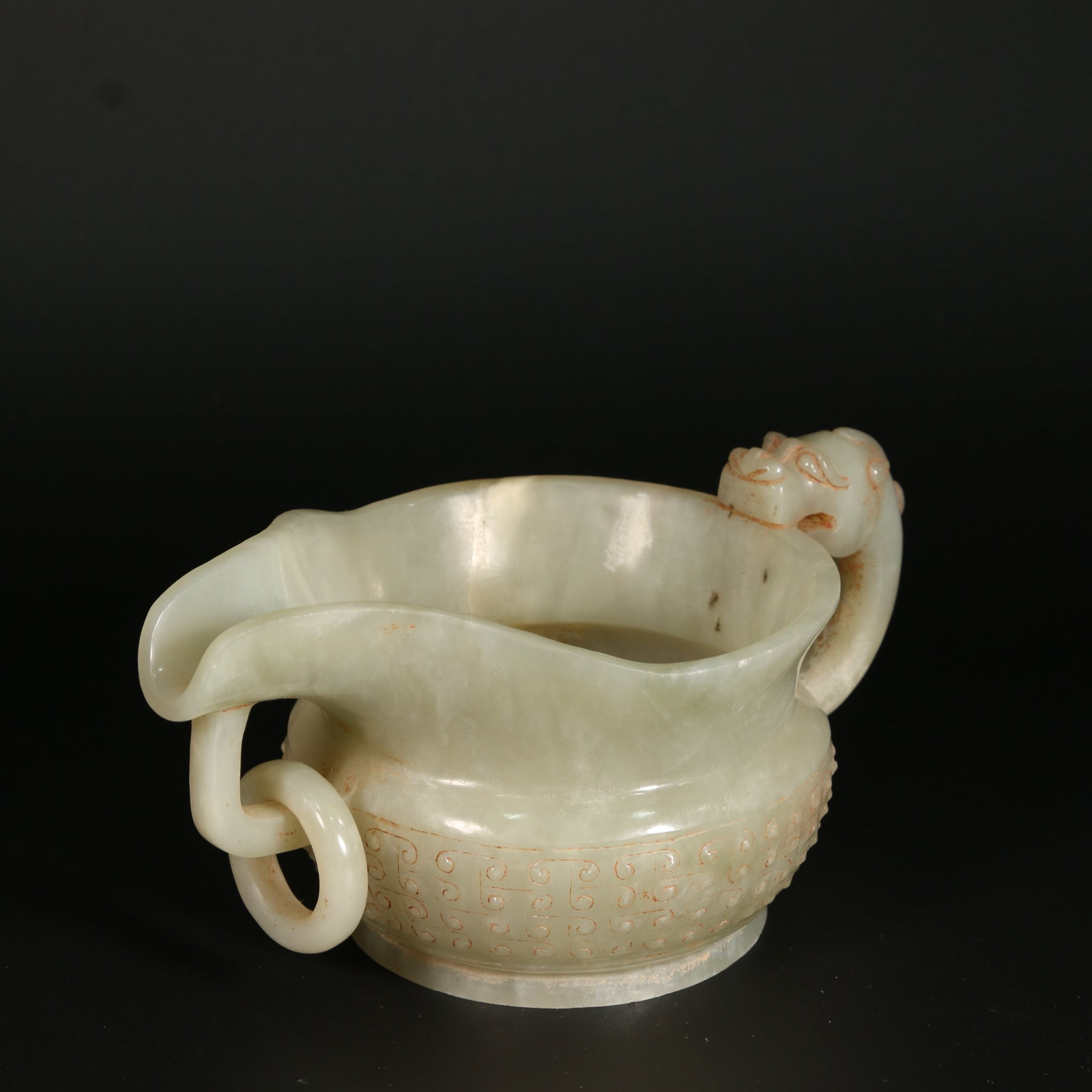 A HETIAN JADE EWER WITH DRAGON HANDLE (1 of 11)