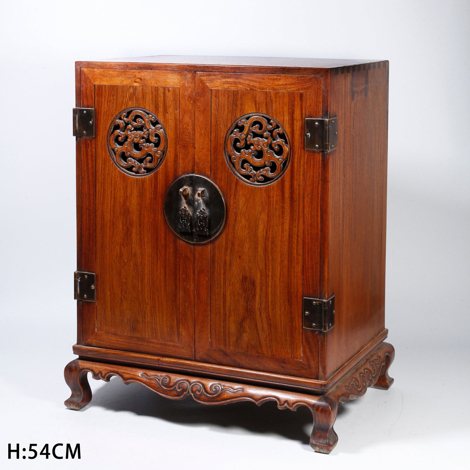 A HUANGHUALI OPENWORK DRAGON-PATTERN STORAGE CABINET (1 of 10)