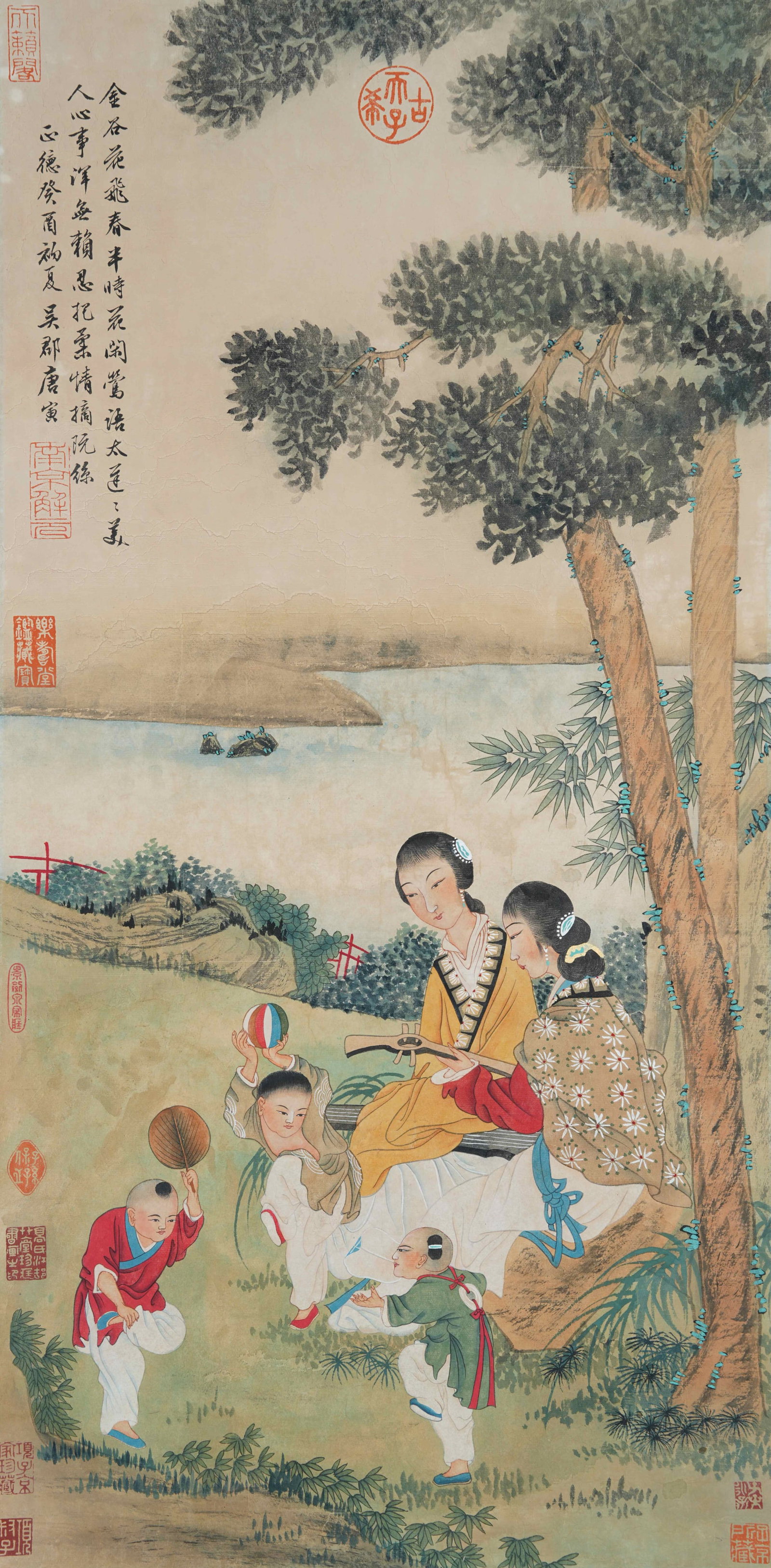 A FIGURE PAINTING ON PAPER BY TANG BOHU.唐伯虎: Figure Painting on Paper by Tang Bohu.唐伯虎