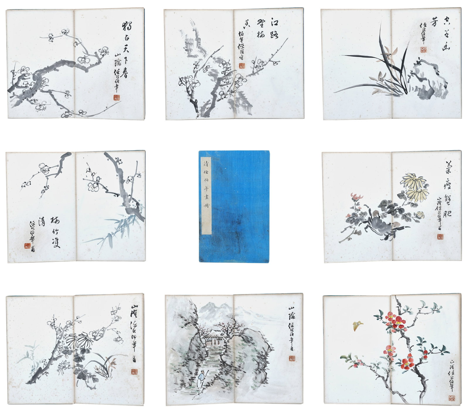 A FLOWER PAINTING ALBUM LEAVES ON PAPER BY REN BONIAN.任伯年 (1 of 12)