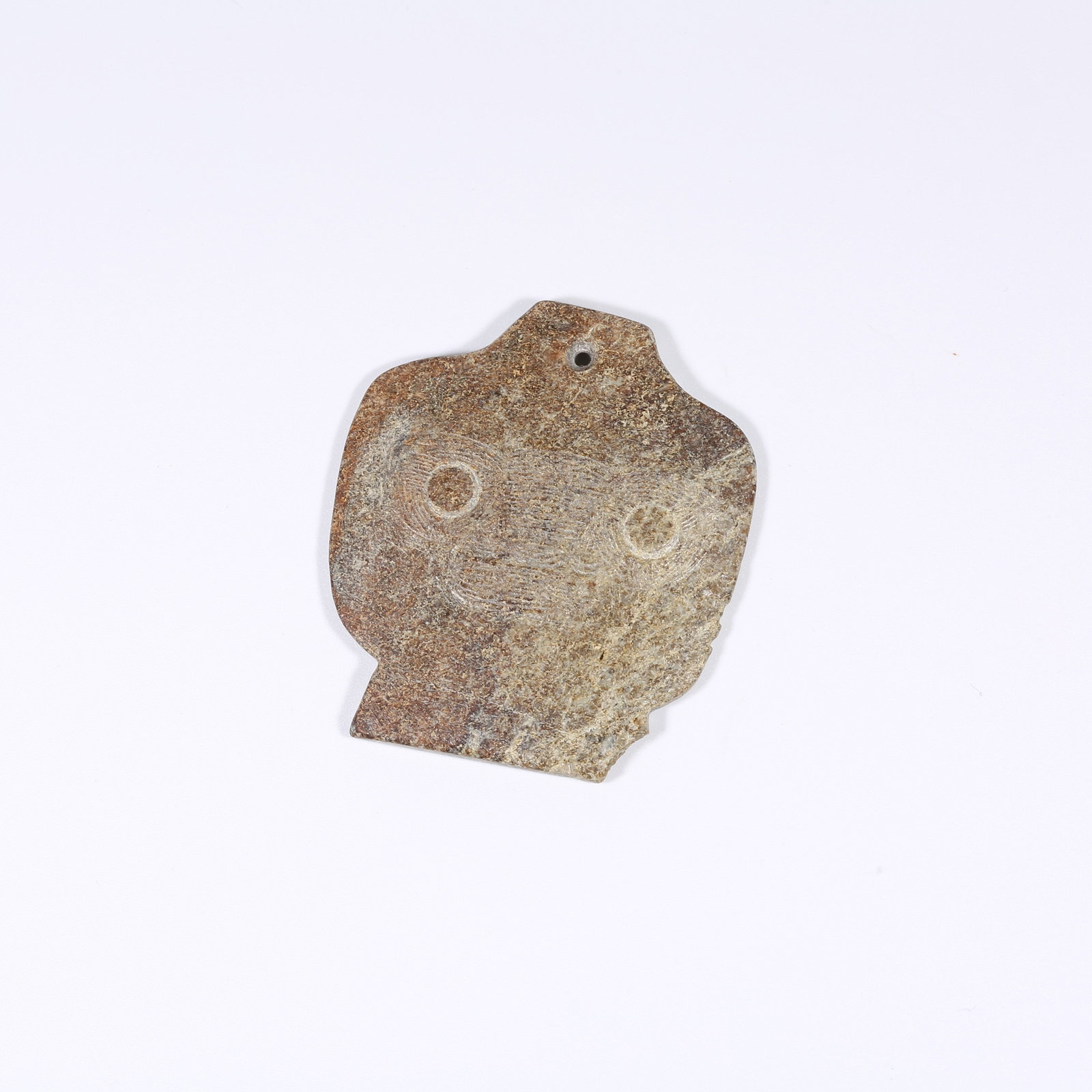 A ANCIENT JADE PENDANT WITH DIVINE HUMAN FACE FROM LIANGZHU CULTURE: Ancient Jade Pendant with Divine Human Face from Liangzhu Culture