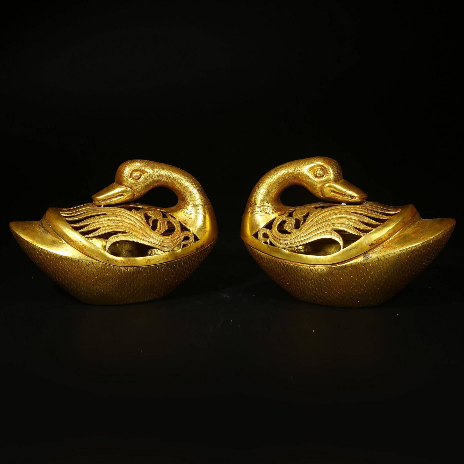 A GILT BRONZE TREASURE DUCK INCENSE BURNER (1 of 10)