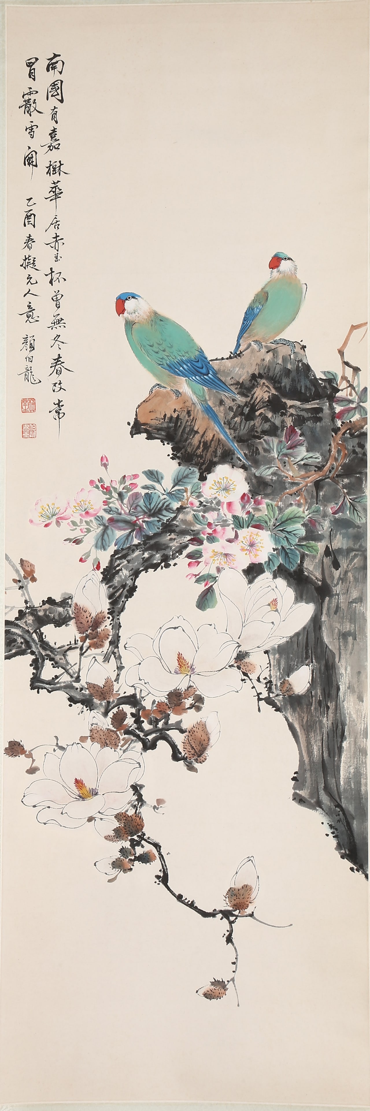 A FLOWER-AND-BIRD PAINTING ON PAPER BY YAN BOLONG.顏伯龍 (1 of 8)