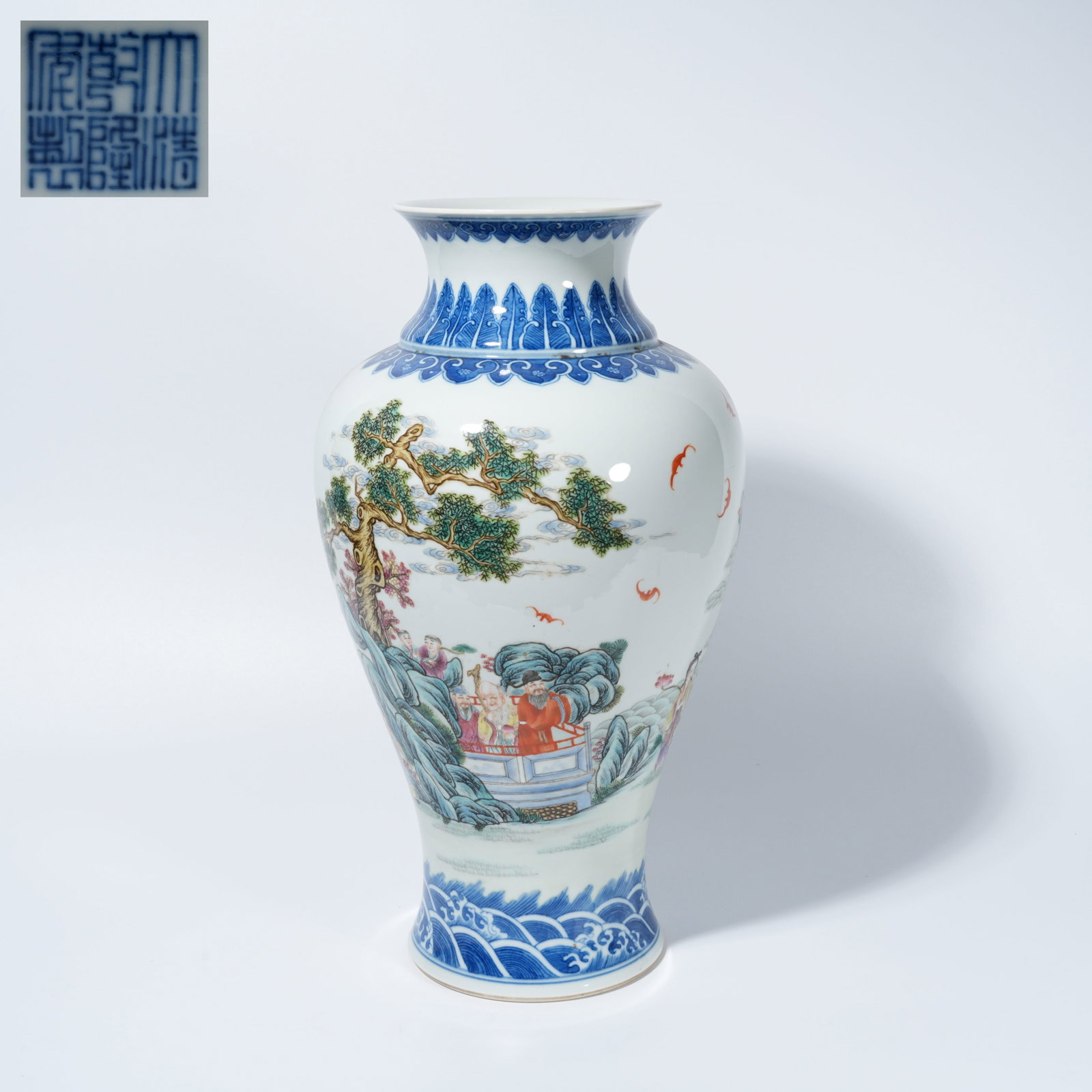 A FAMILLE-ROSE APPRECIATION VASE WITH IMMORTALS CELEBRATING LONGEVITY MOTIF (1 of 10)