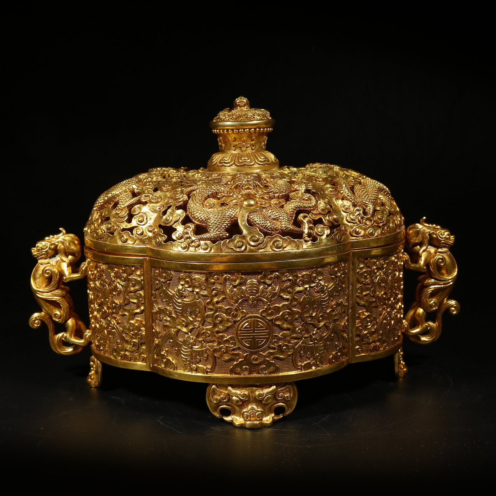 A BRONZE INCENSE BURNER WITH CLOUD-AND-DRAGON PATTERN (1 of 9)