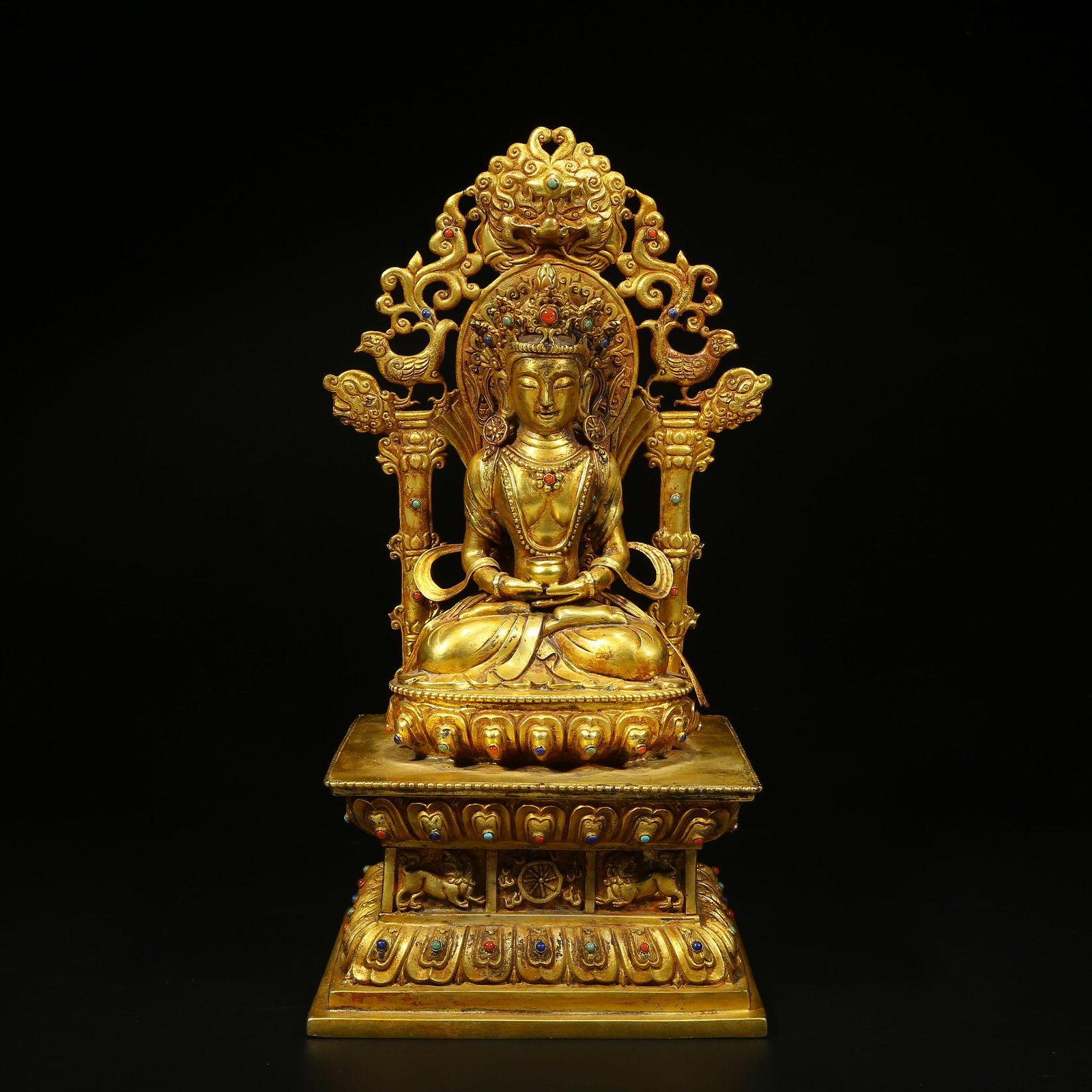 A GILT BRONZE FIGURE OF AMITAYUS BUDDHA (1 of 8)