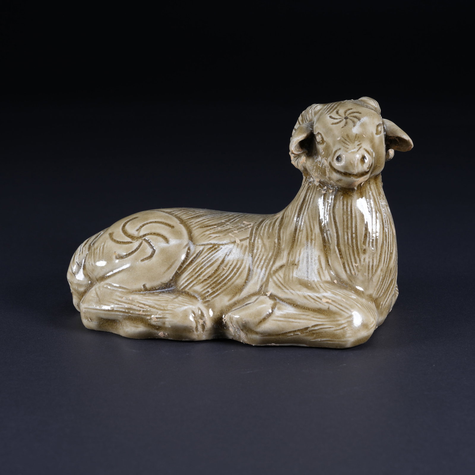 A CELADON RECUMBENT SHEEP PAPERWEIGHT (1 of 8)