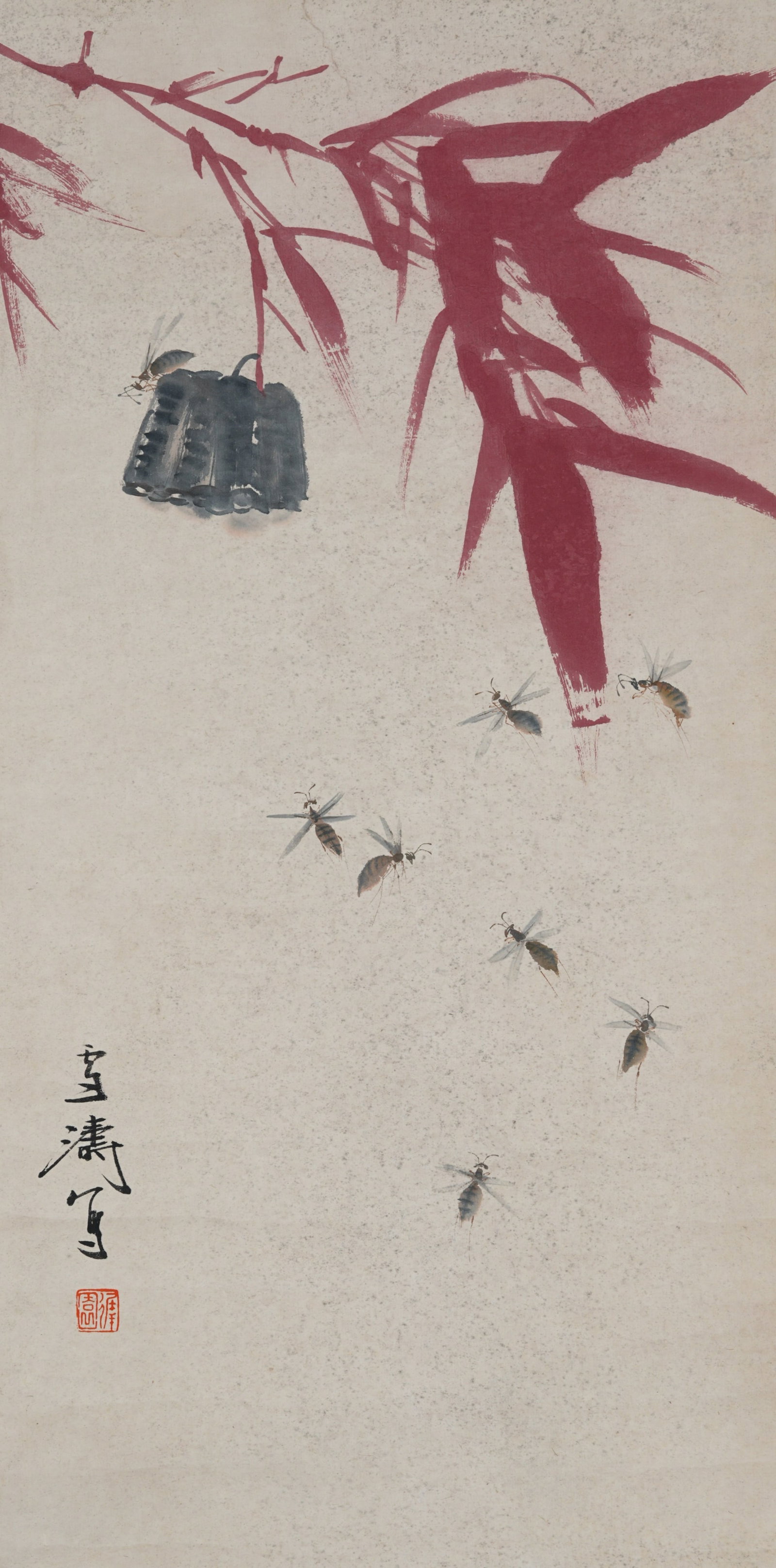 A BEE PAINTING ON PAPER BY WANG XUETAO.王雪濤 (1 of 8)