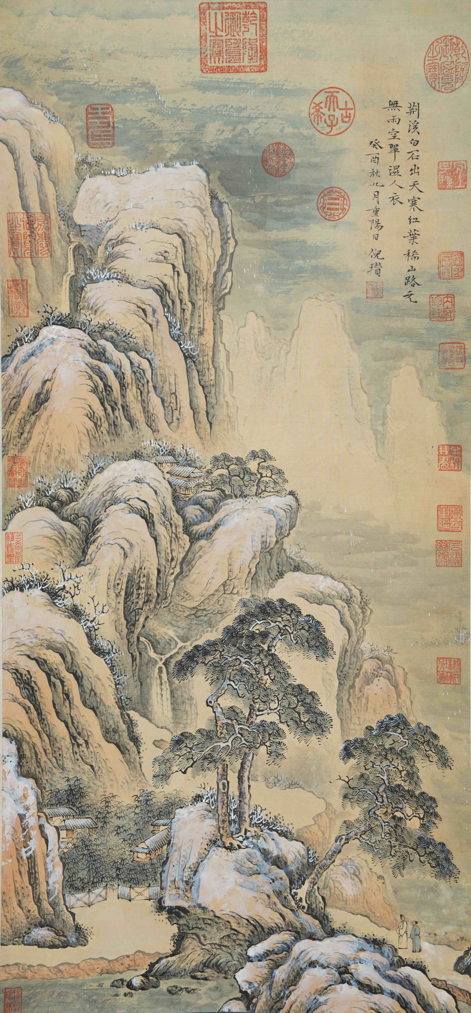 A LANDSCAPE PAINTING ON SILK BY NI ZAN.倪瓚 (1 of 11)