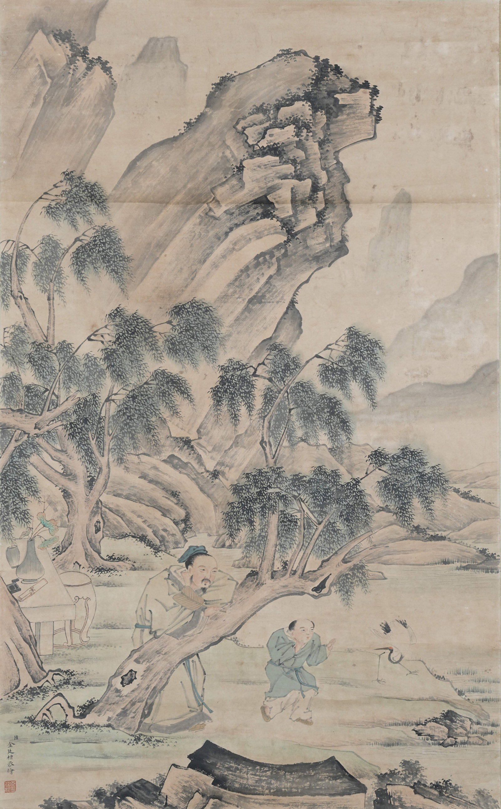A LANDSCAPE AND FIGURE PAINTING ON PAPER BY JIN BIAOBIAO.金廷標 (1 of 10)