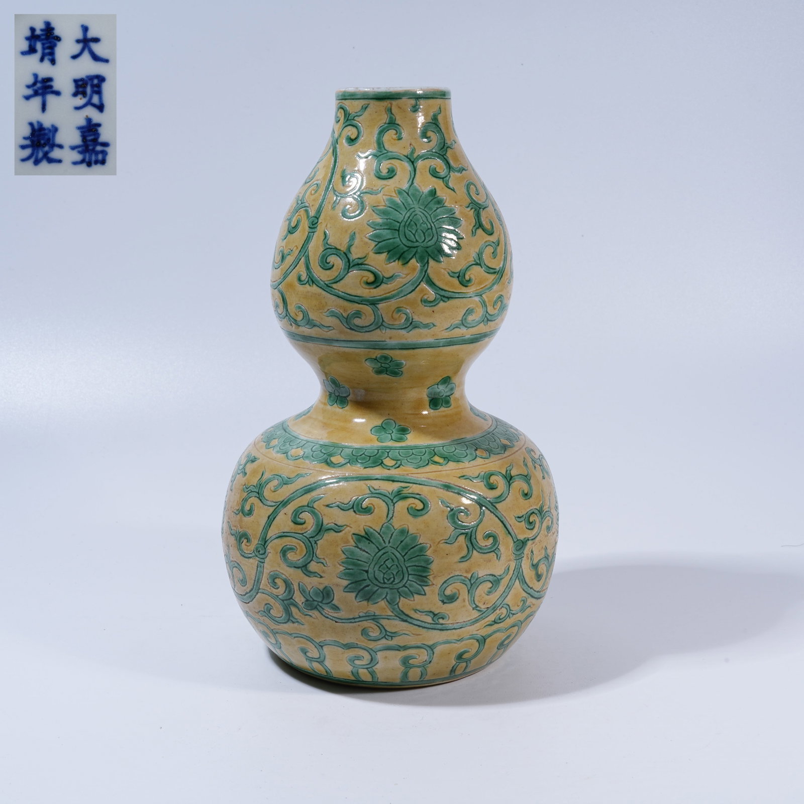 A SANCAI GOURD-SHAPED VASE WITH INTERTWINING LOTUS SCROLLS (1 of 9)