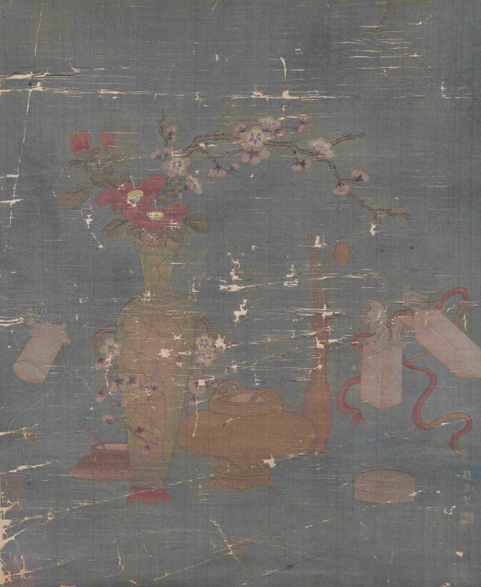 A PURE OFFERINGS PAINTING ON SILK BY ZHAO CHANG.趙昌 (1 of 10)