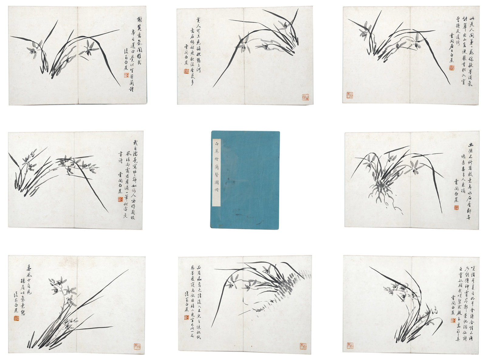 A ORCHID FRAGRANCE PAINTING ALBUM LEAVES ON PAPER BY BAI JIAO.白蕉: Orchid Fragrance Painting Album Leaves on Paper by Bai Jiao.白蕉