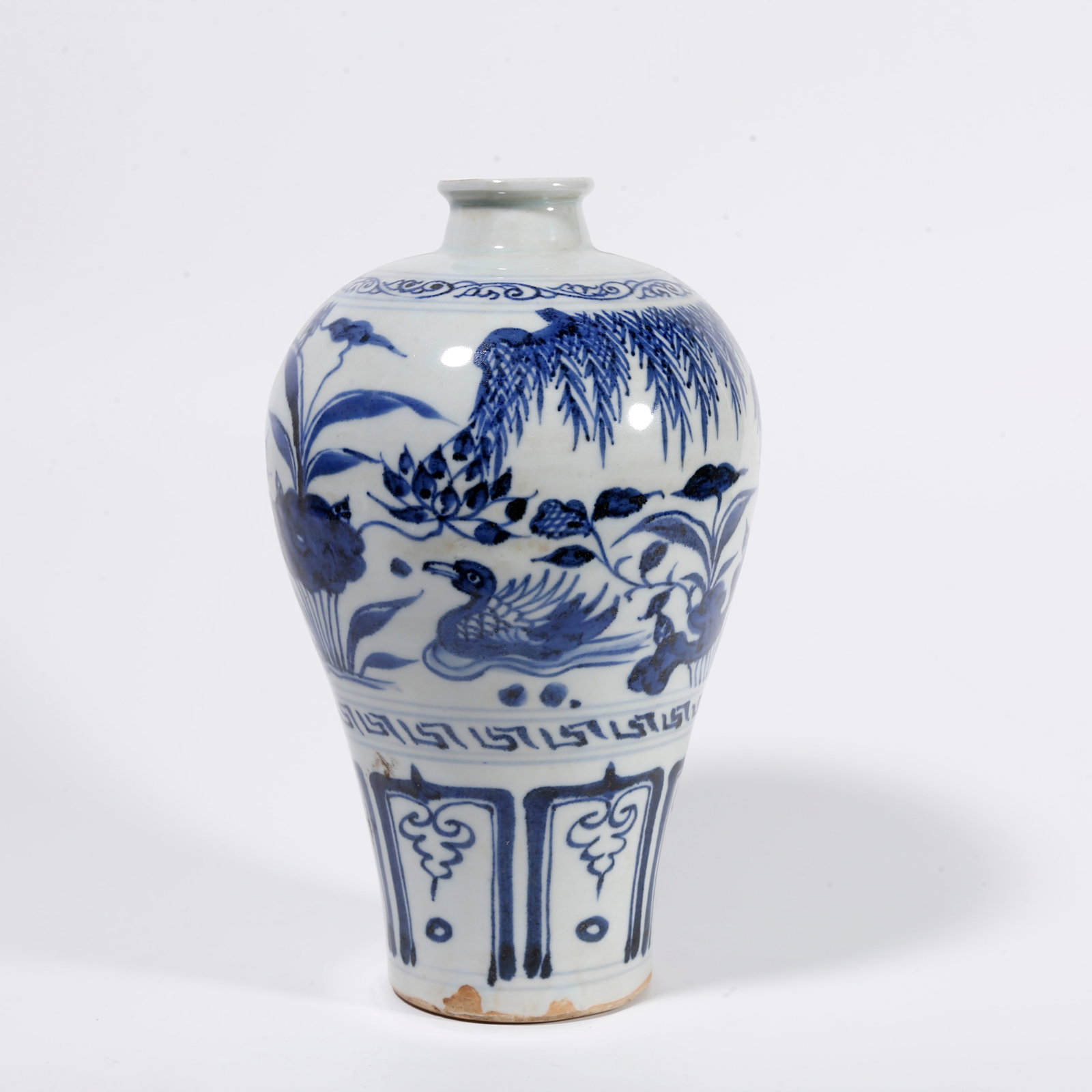 A BLUE AND WHITE PLUM VASE WITH LOTUS PATTERN (1 of 10)