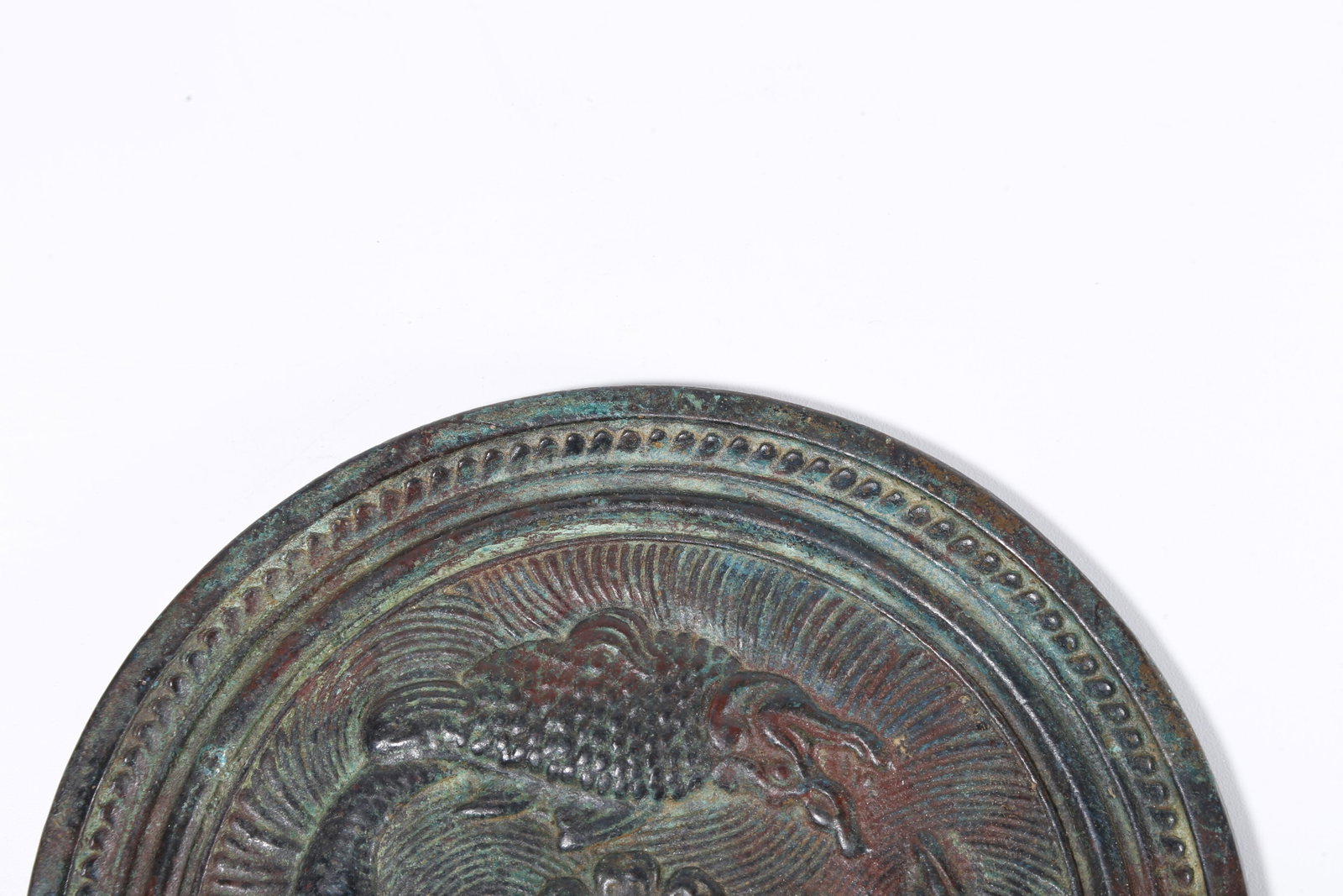 A BRONZE MIRROR WITH DOUBLE FISH PATTERN - 2