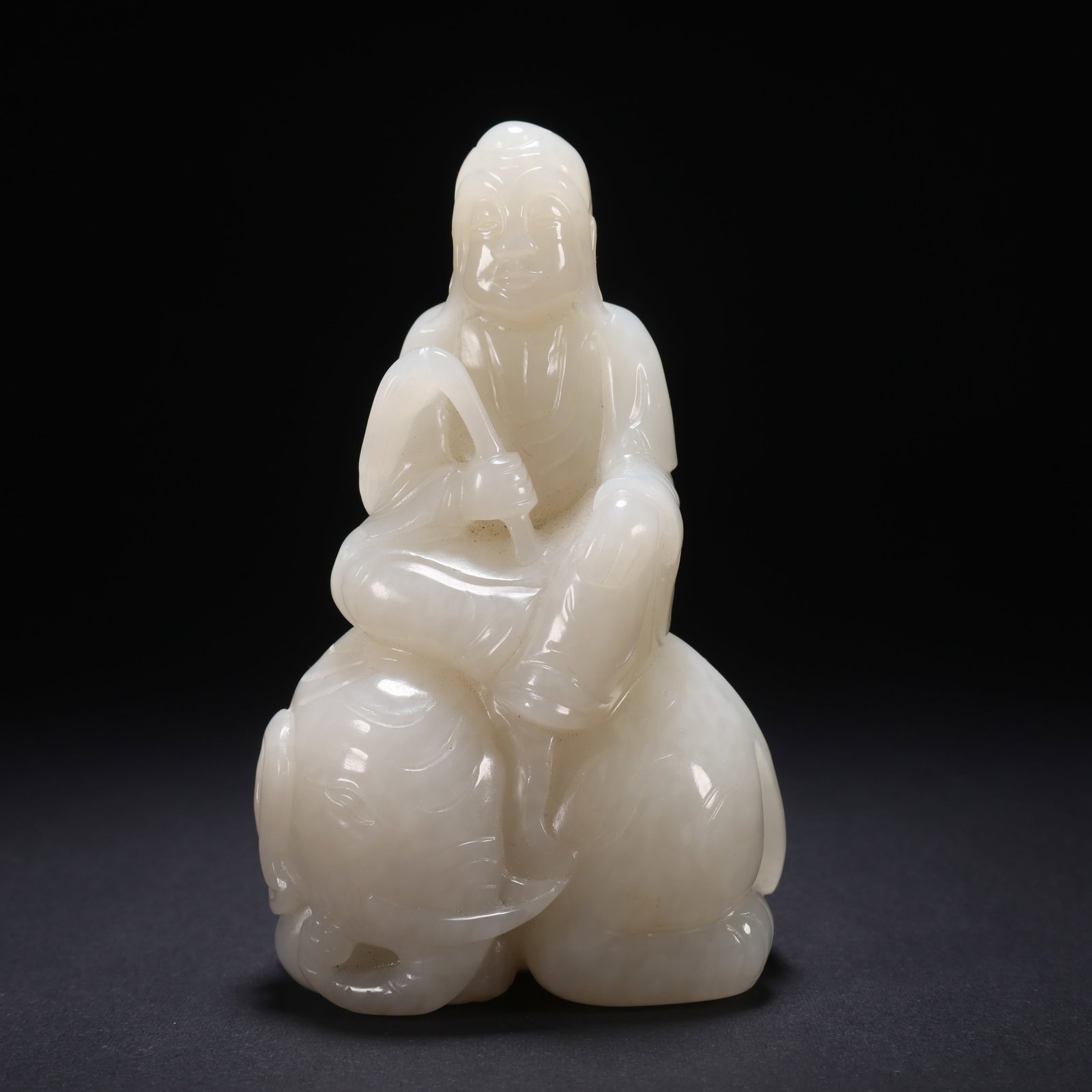 A HETIAN JADE RIDING ELEPHANT ARHAT (1 of 9)