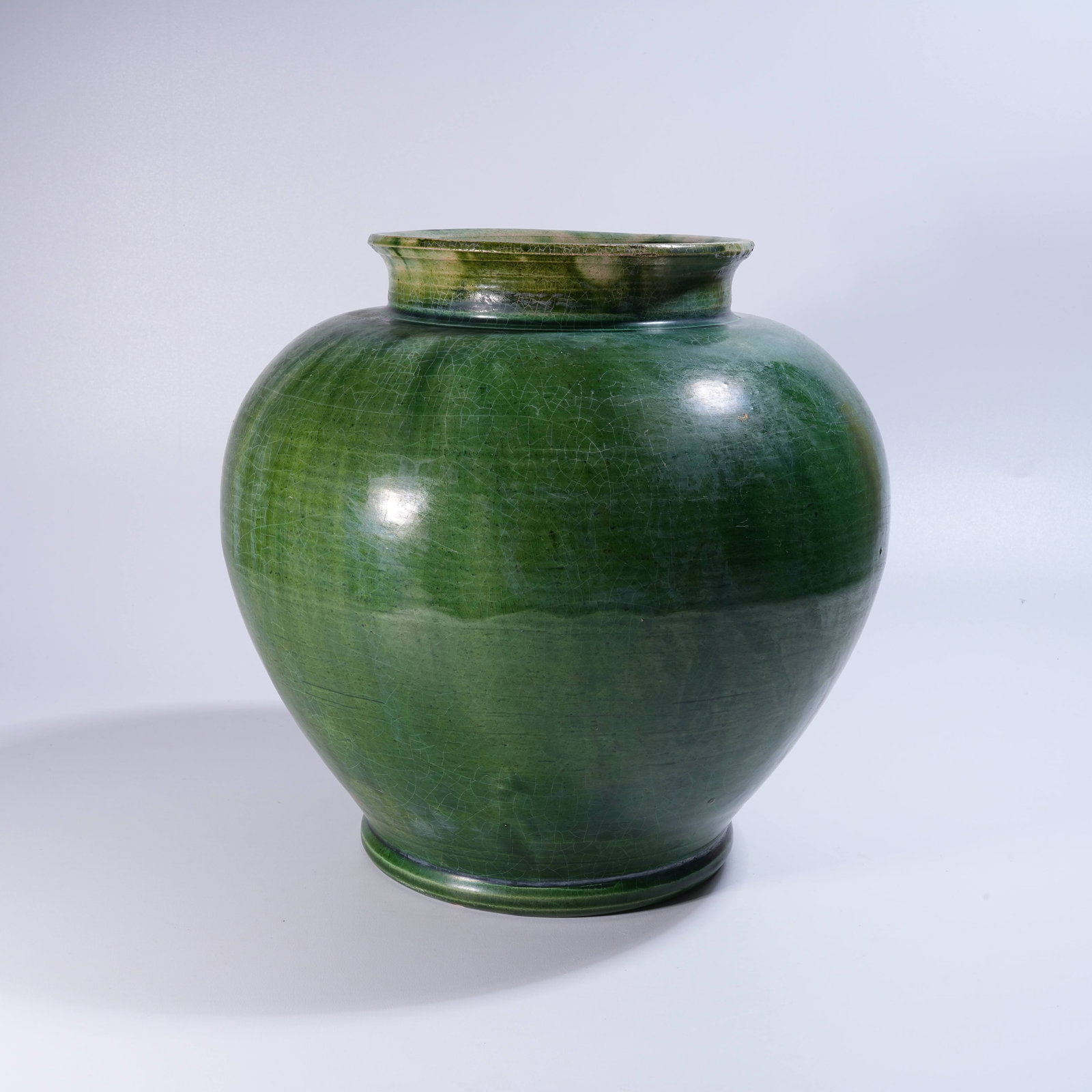 A GREEN-ENAMEL JAR: Green-Enamel Jar