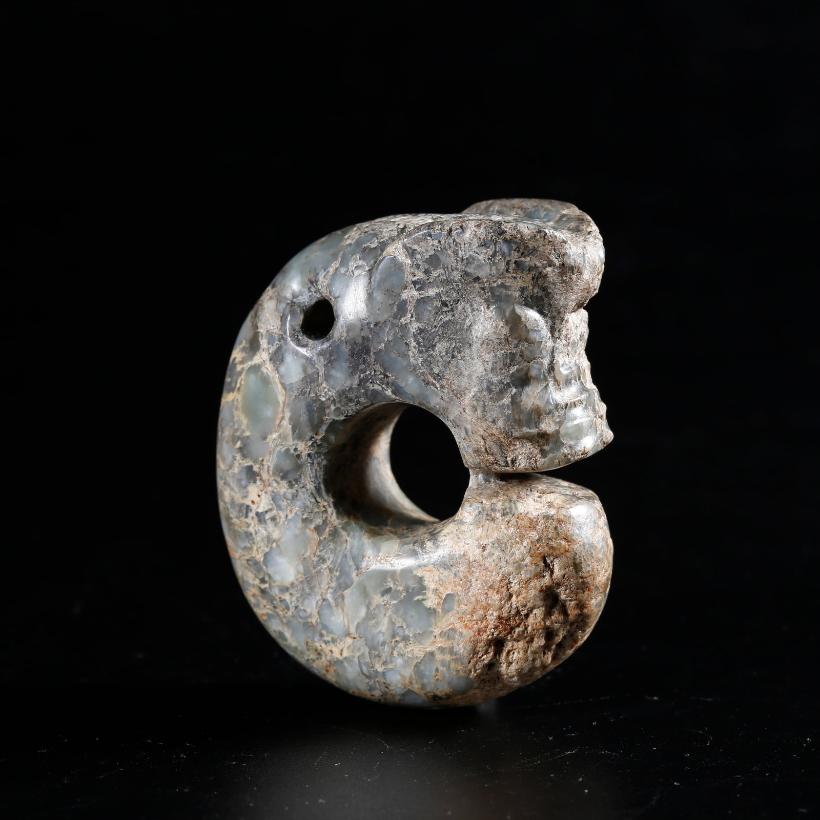 A ANCIENT JADE CARVED PIG DRAGON: Ancient Jade Carved Pig Dragon