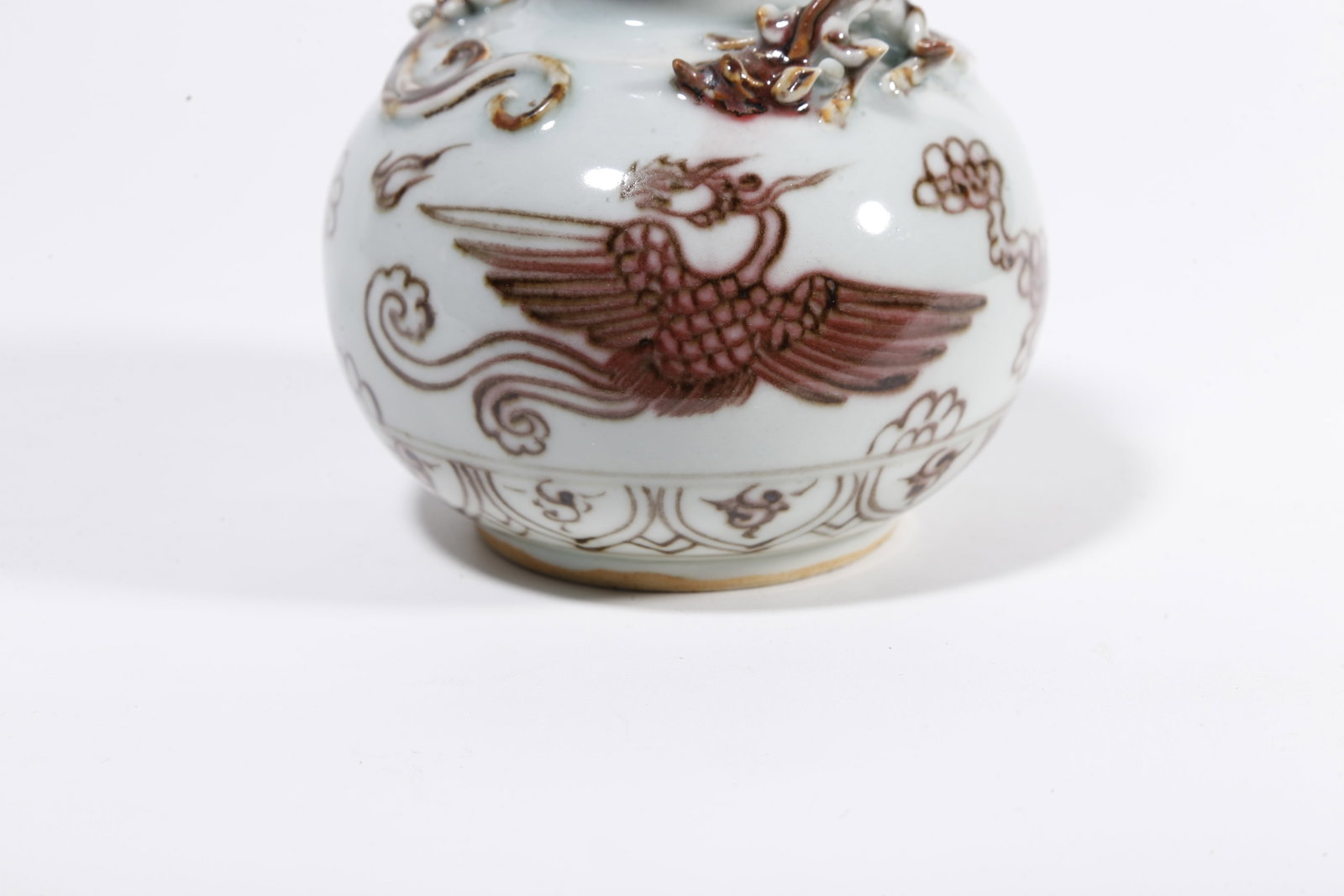 A UNDERGLAZE RED JAR WITH PHOENIX PATTERN - 6