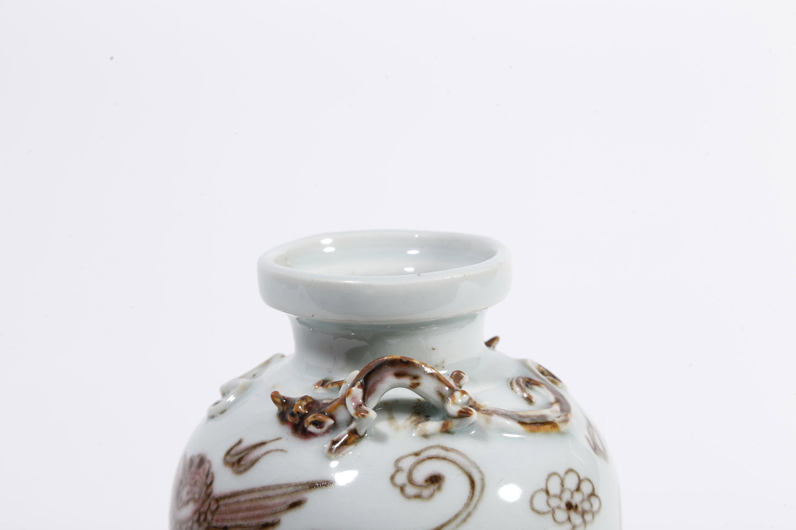 A UNDERGLAZE RED JAR WITH PHOENIX PATTERN - 7