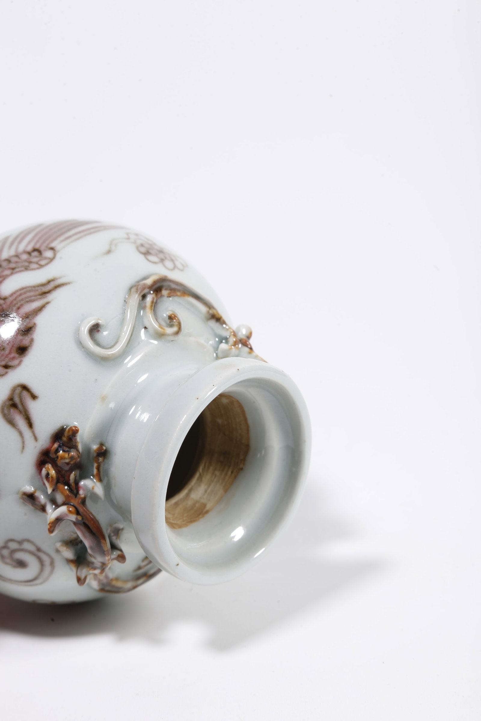 A UNDERGLAZE RED JAR WITH PHOENIX PATTERN - 8