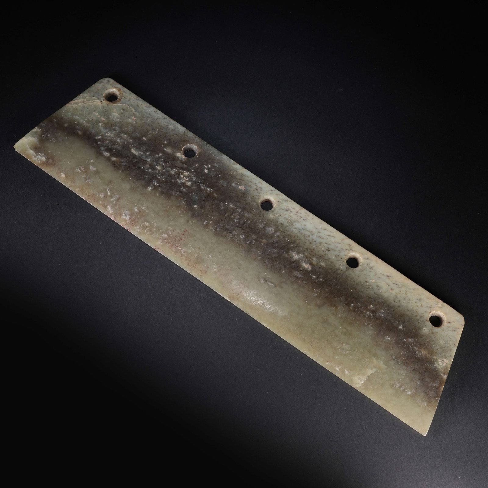 A ANCIENT JADE FIVE-HOLE BLADE (1 of 10)