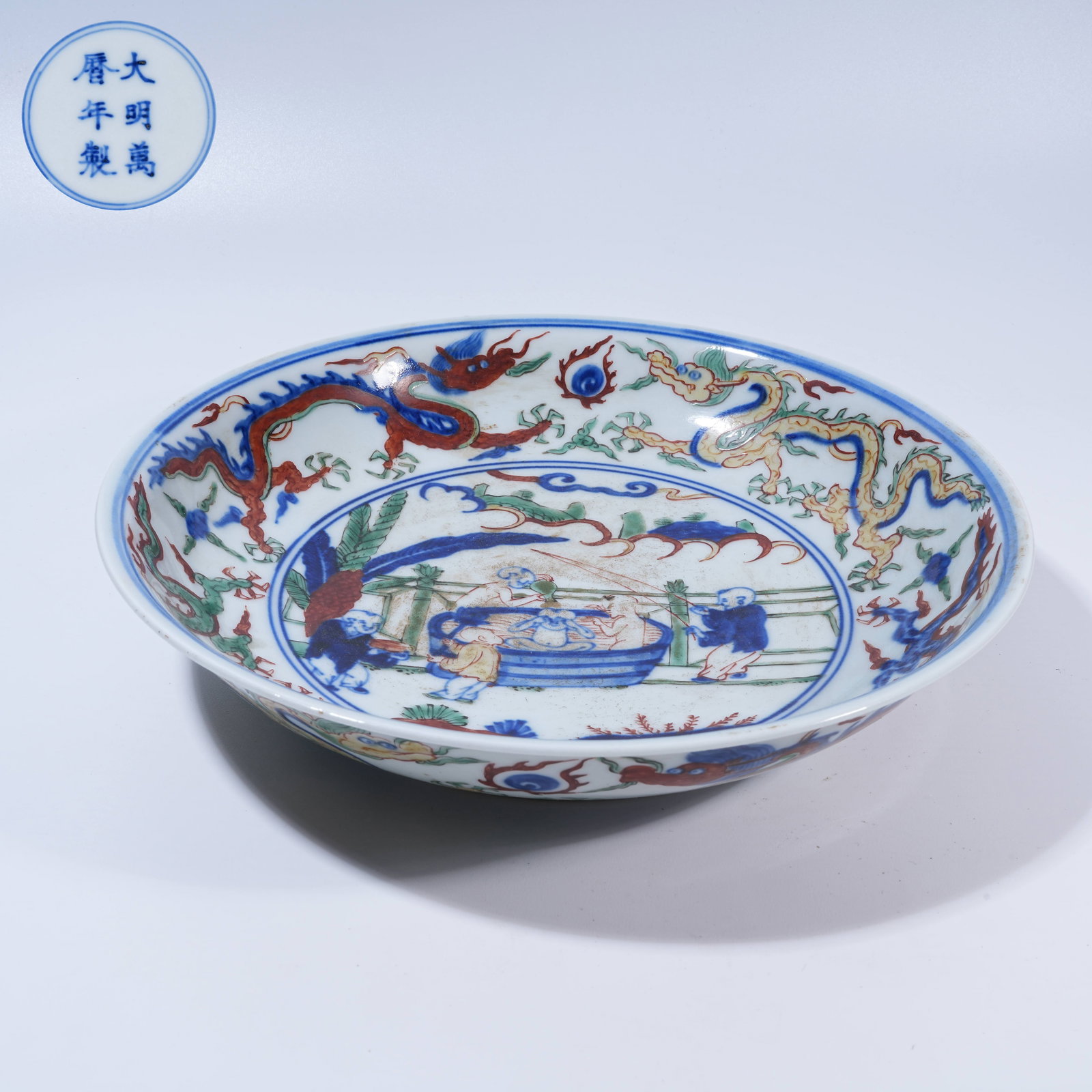 A WUCAI LARGE DISH WITH BOYS AT PLAY SCENE (1 of 10)