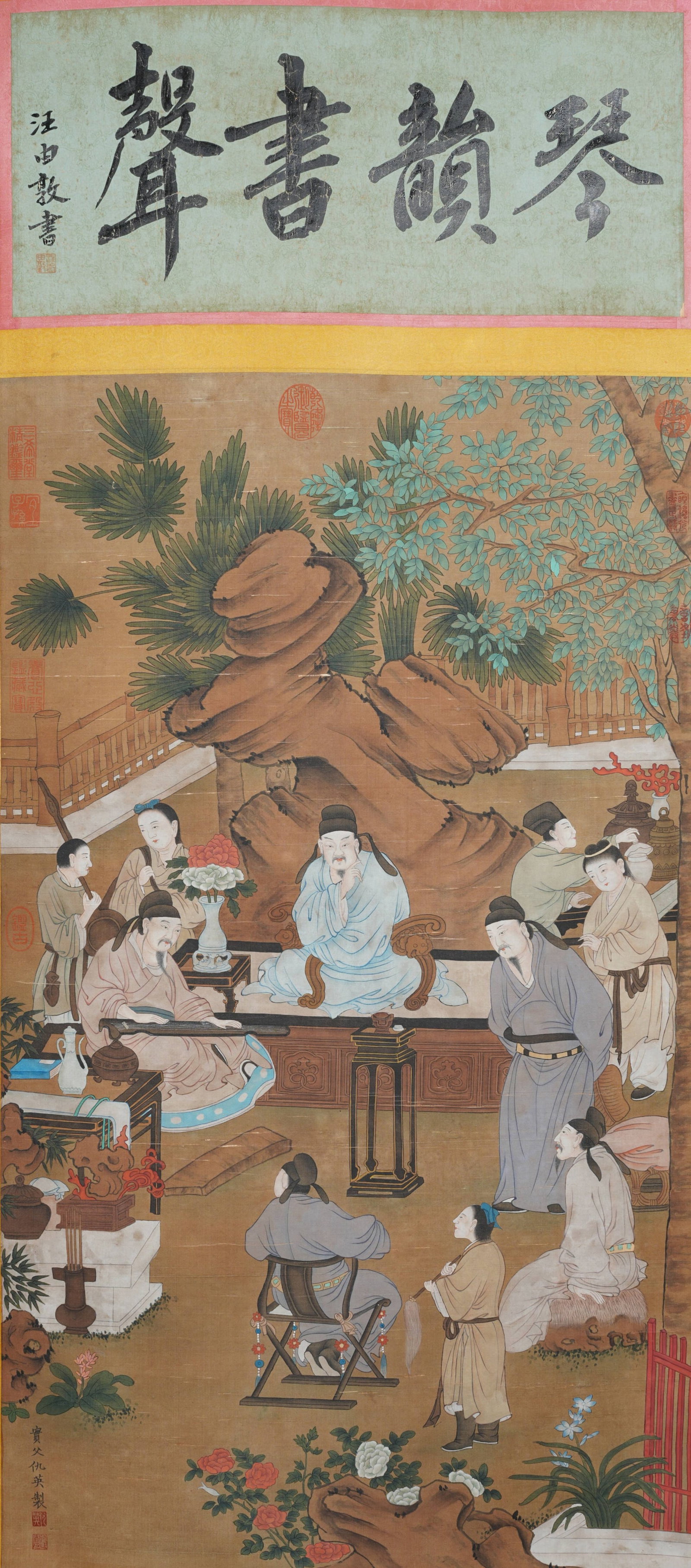 A FIGURE AND STORY PAINTING ON SILK BY QIU YING.仇英: Figure and Story Painting on Silk by Qiu Ying.仇英