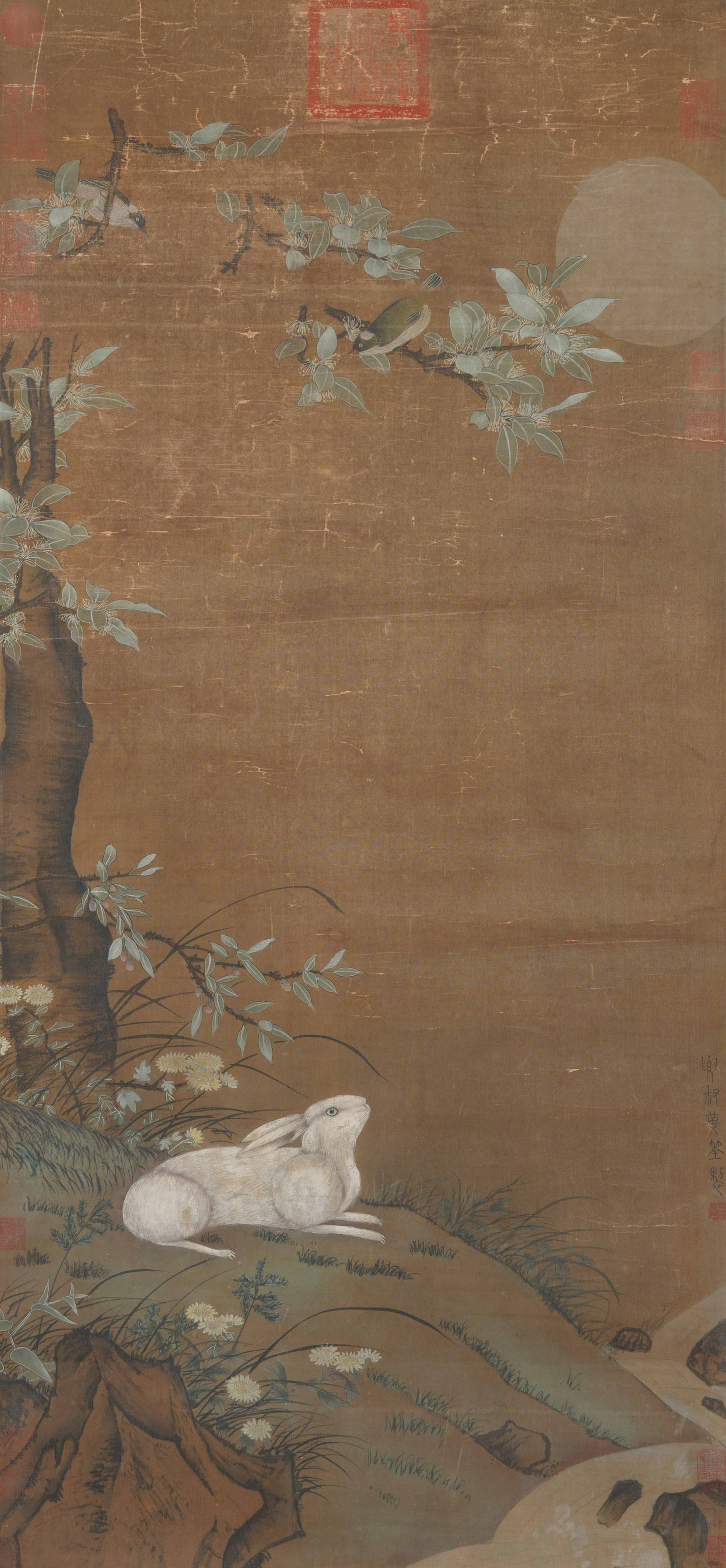 A JADE RABBIT PAINTING ON SILK BY HUANG QUAN.黃荃 (1 of 9)