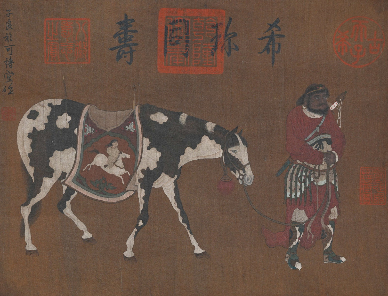 A FIGURE AND HORSE PAINTING ON SILK BY ZHAO MENGFU.趙孟頫 (1 of 7)
