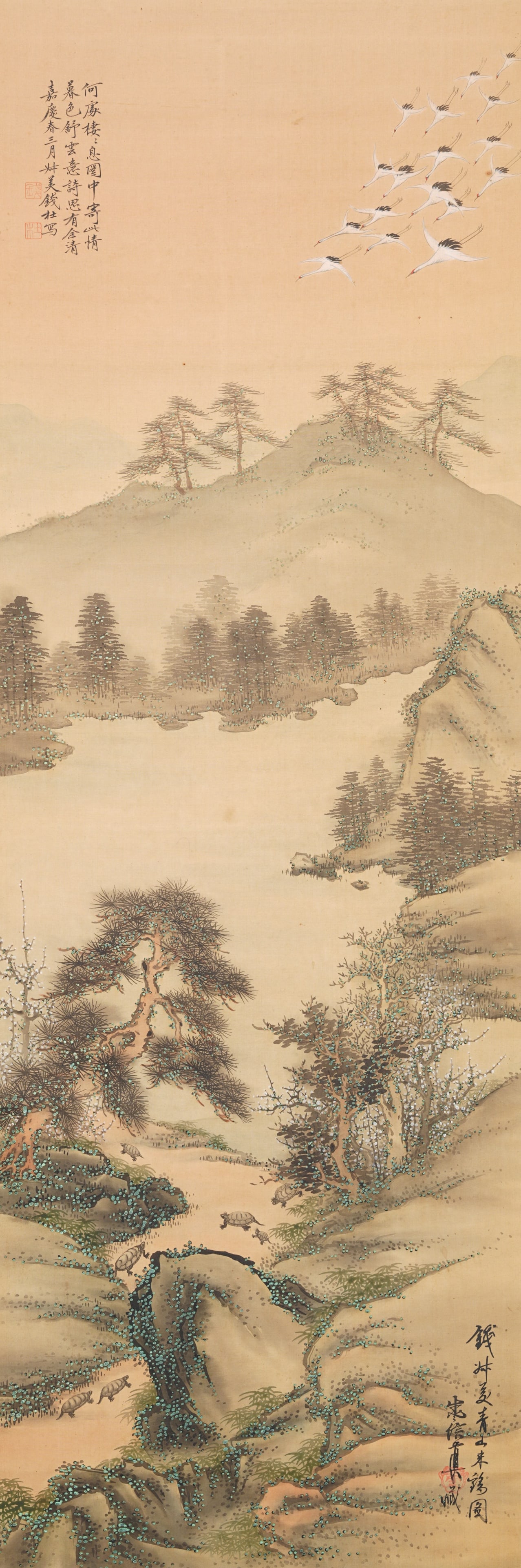 A LANDSCAPE PAINTING ON SILK BY QIAN DU.錢杜: Landscape Painting on Silk by Qian Du.錢杜