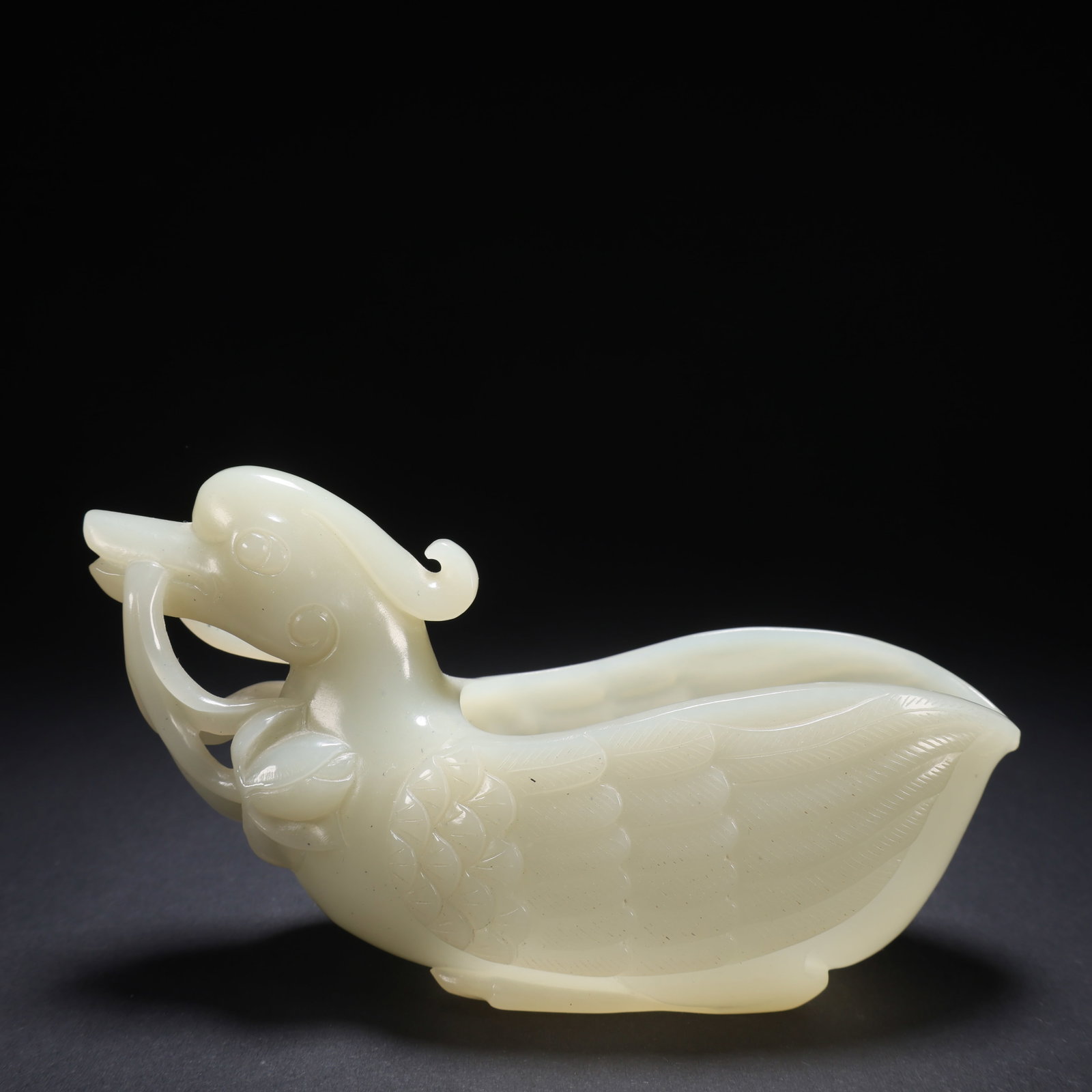 A HETIAN JADE GEM DUCK HOLDING LOTUS BRUSH WASHER (1 of 9)