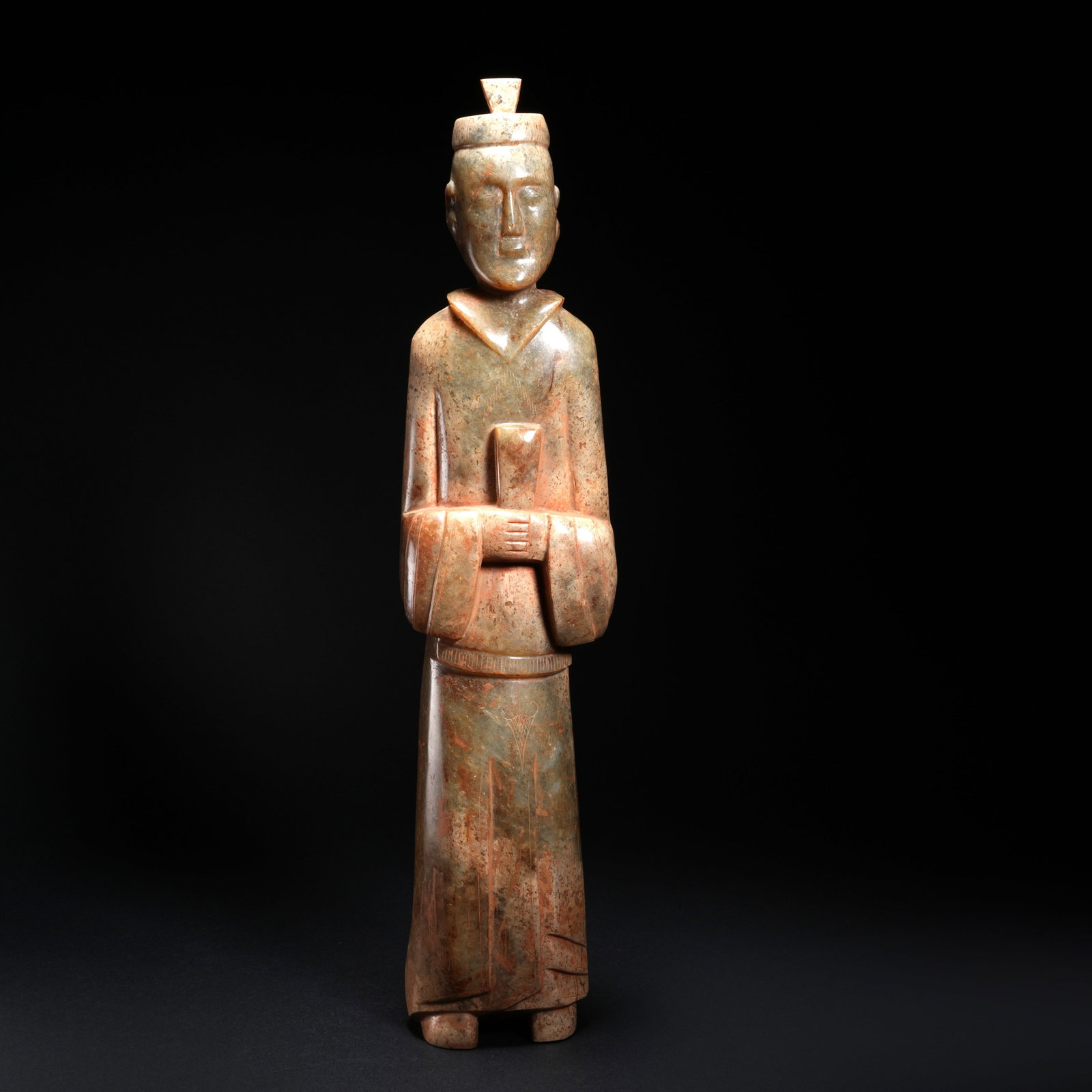A HETIAN JADE FIGURE ORNAMENT: Hetian Jade Figure Ornament
