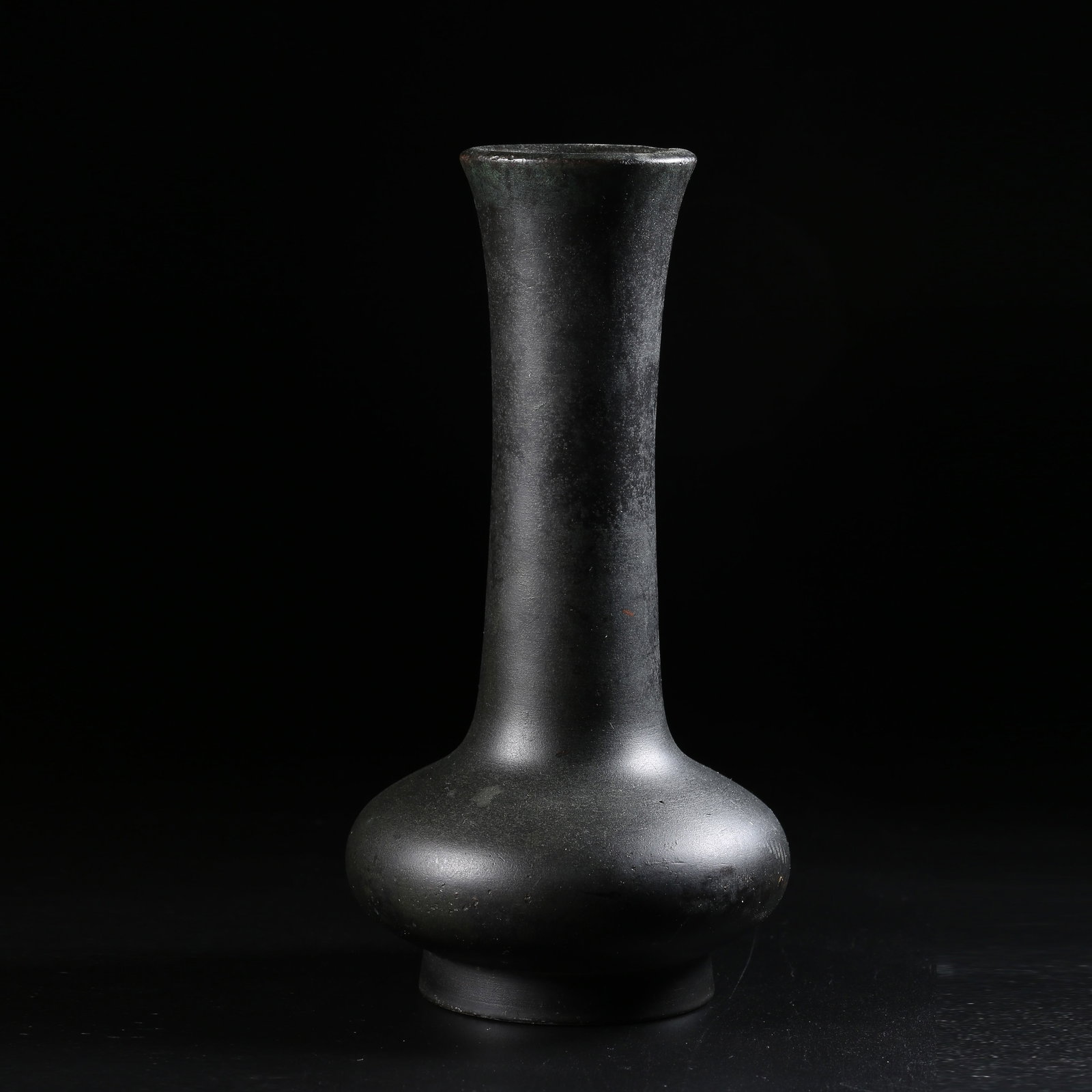 A SMALL BRONZE LONG-NECKED BOTTLE (1 of 9)