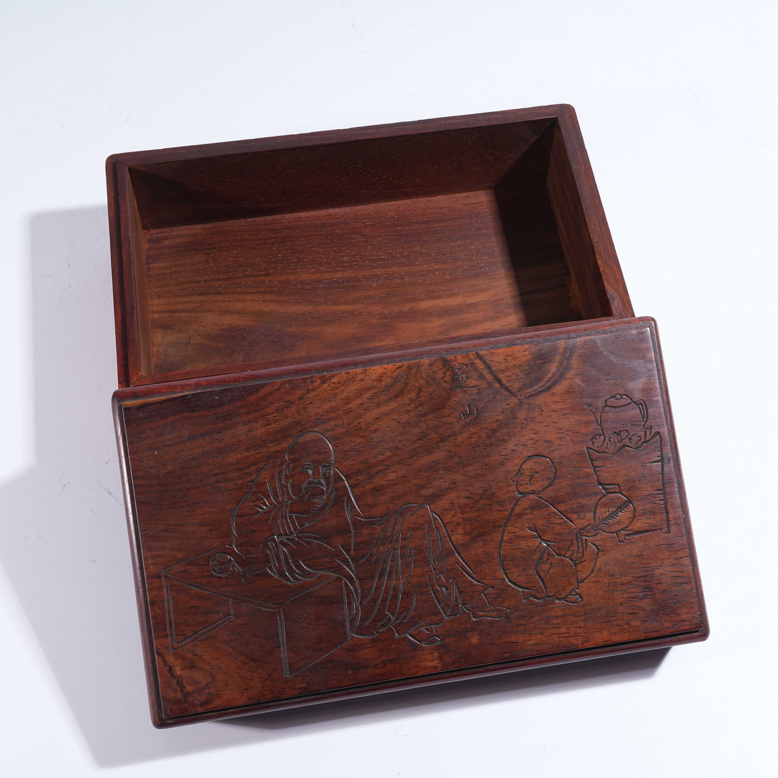 A HONGMU COVERED BOX WITH FIGURE NARRATIVE MOTIFS (1 of 8)