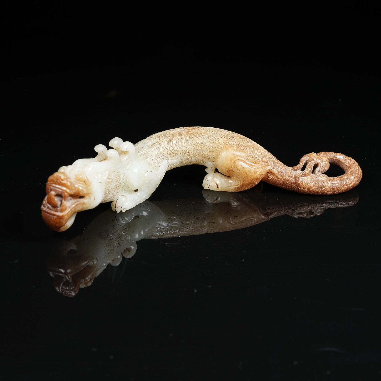 A ANCIENT JADE WALKING DRAGON ORNAMENT: Ancient Jade Walking Dragon Ornament