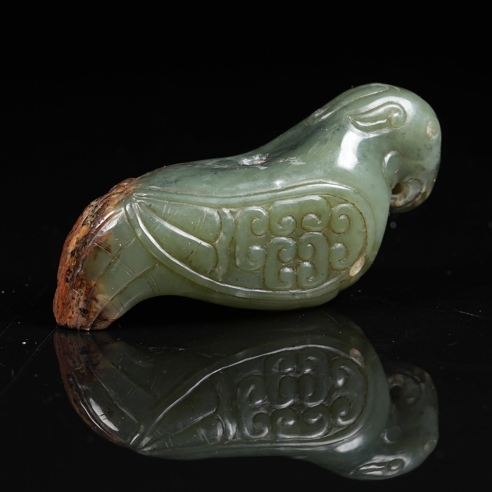 A ANCIENT JADE PHOENIX BIRD PENDANT: Ancient Jade Phoenix Bird Pendant